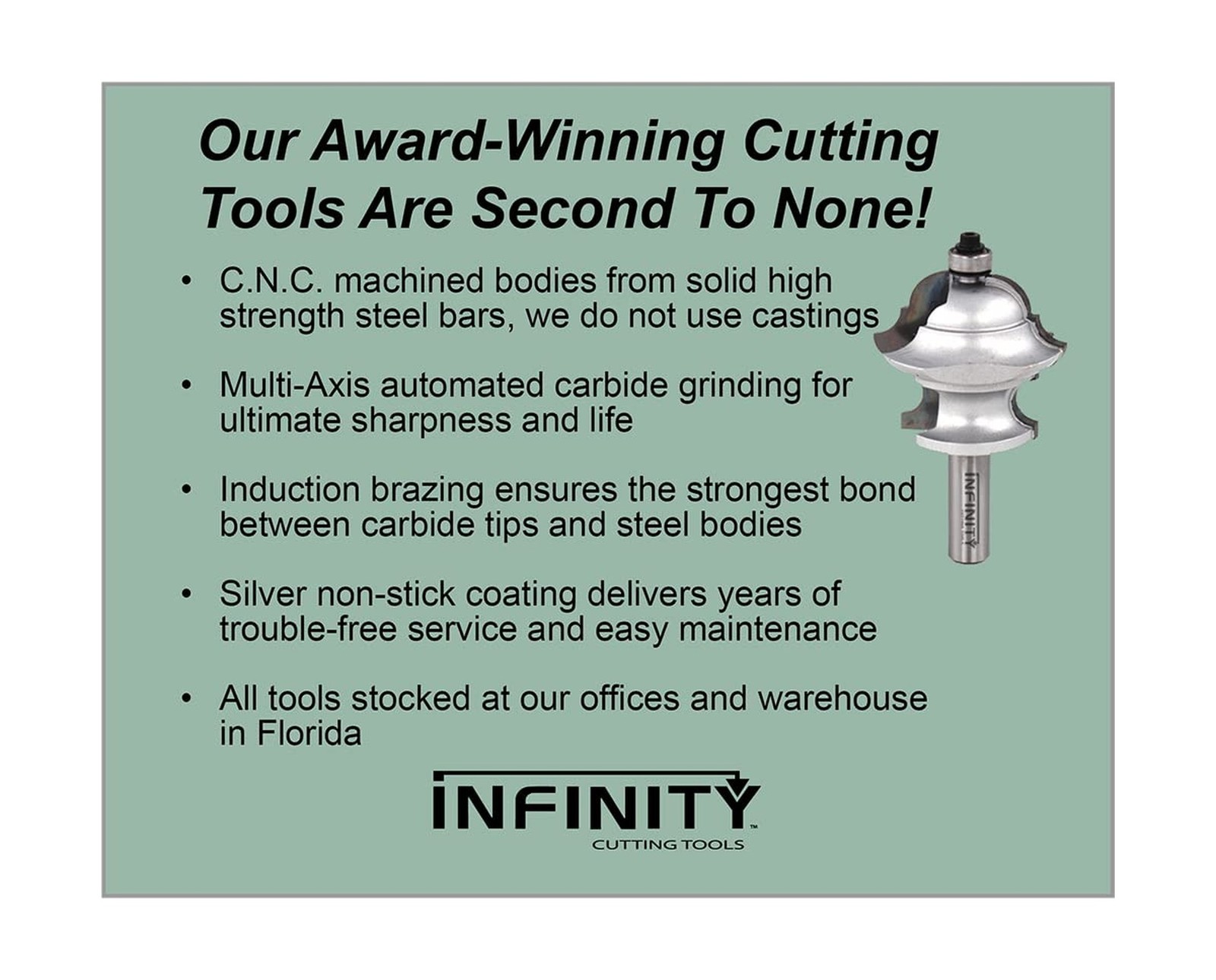Infinity Cutting Tools 3-Pc. Ultimate Glass Door Making Router Bit Set - Shak...