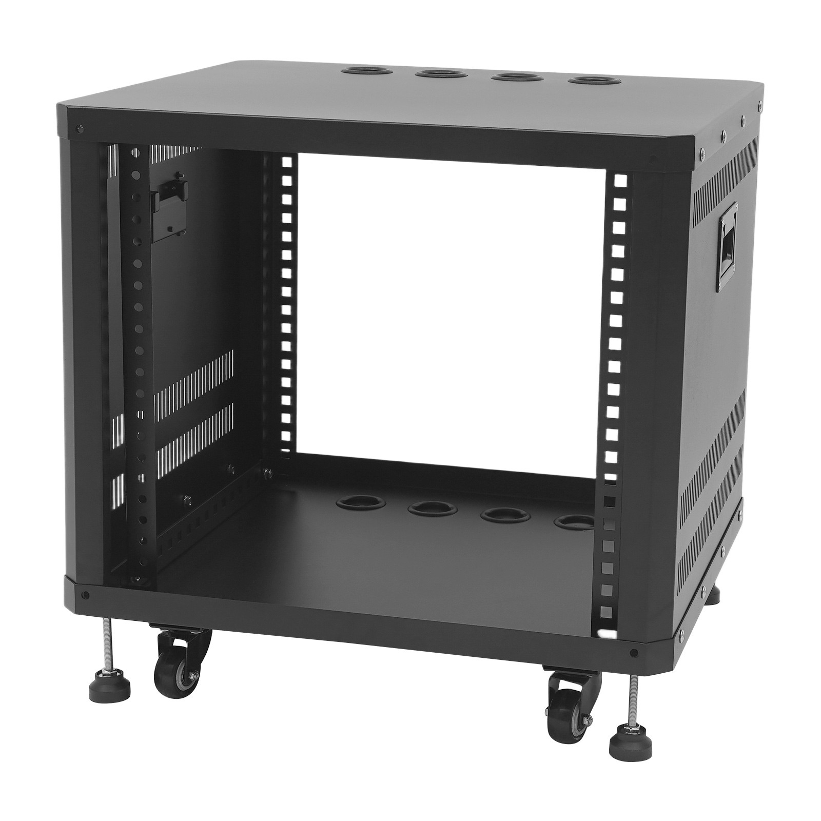 9U Rolling Server Rack Cabinet With Locking Doors & Cable Ports Black
