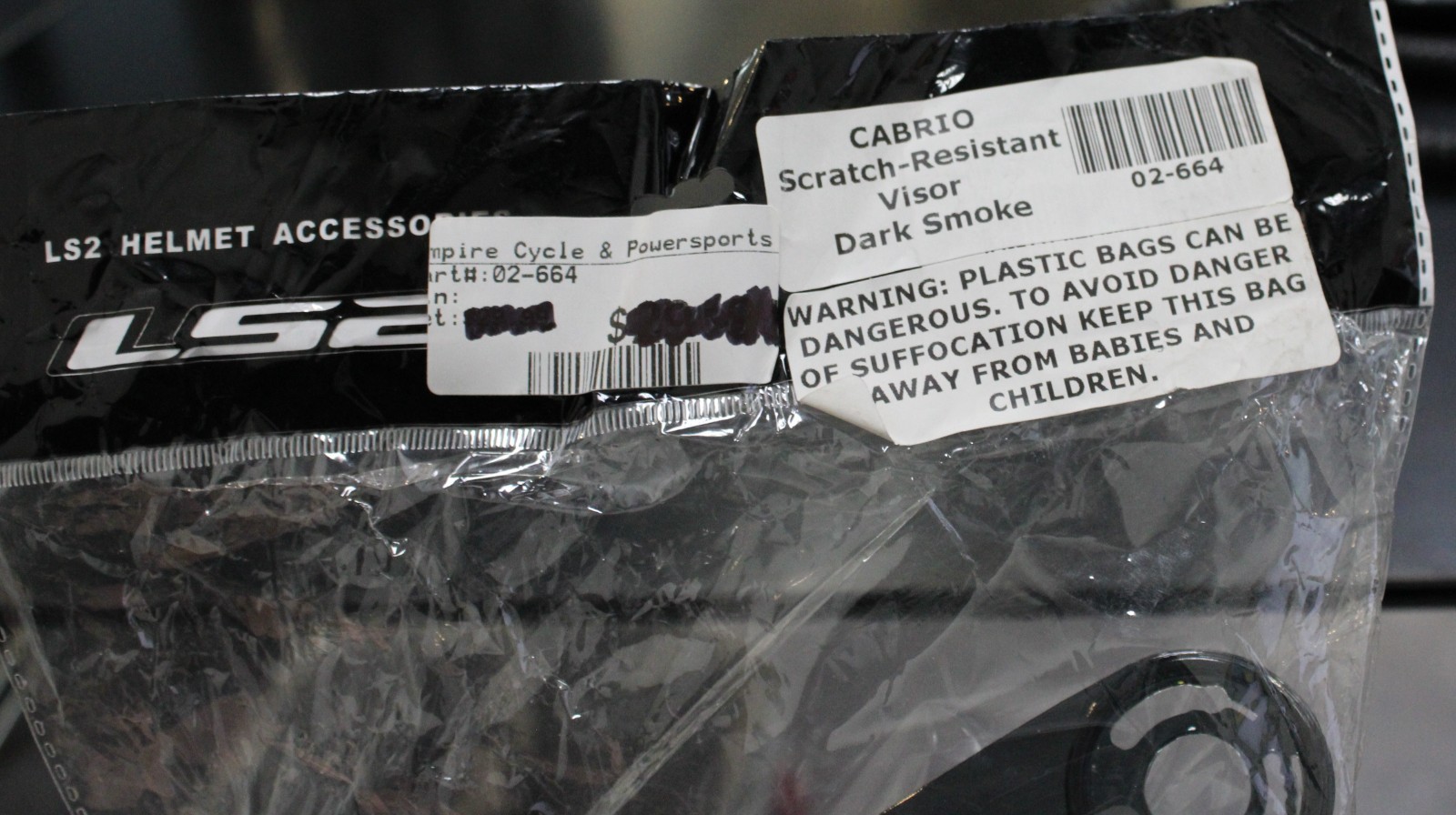 LS2 PART #02-664 CABRIO SCRATCH RESISTANT VISOR DARK SMOKE