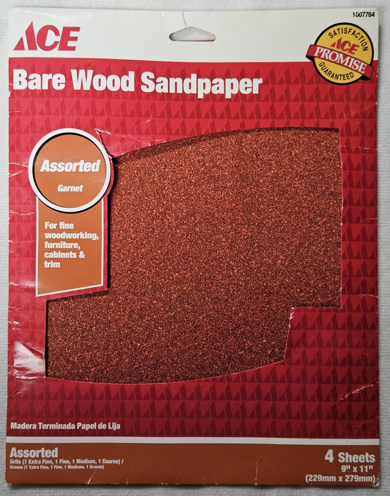 ACE Bare Wood Sandpaper - Assorted Pack of 60, 100, 150, 220 Grit - 9" x 11" NEW
