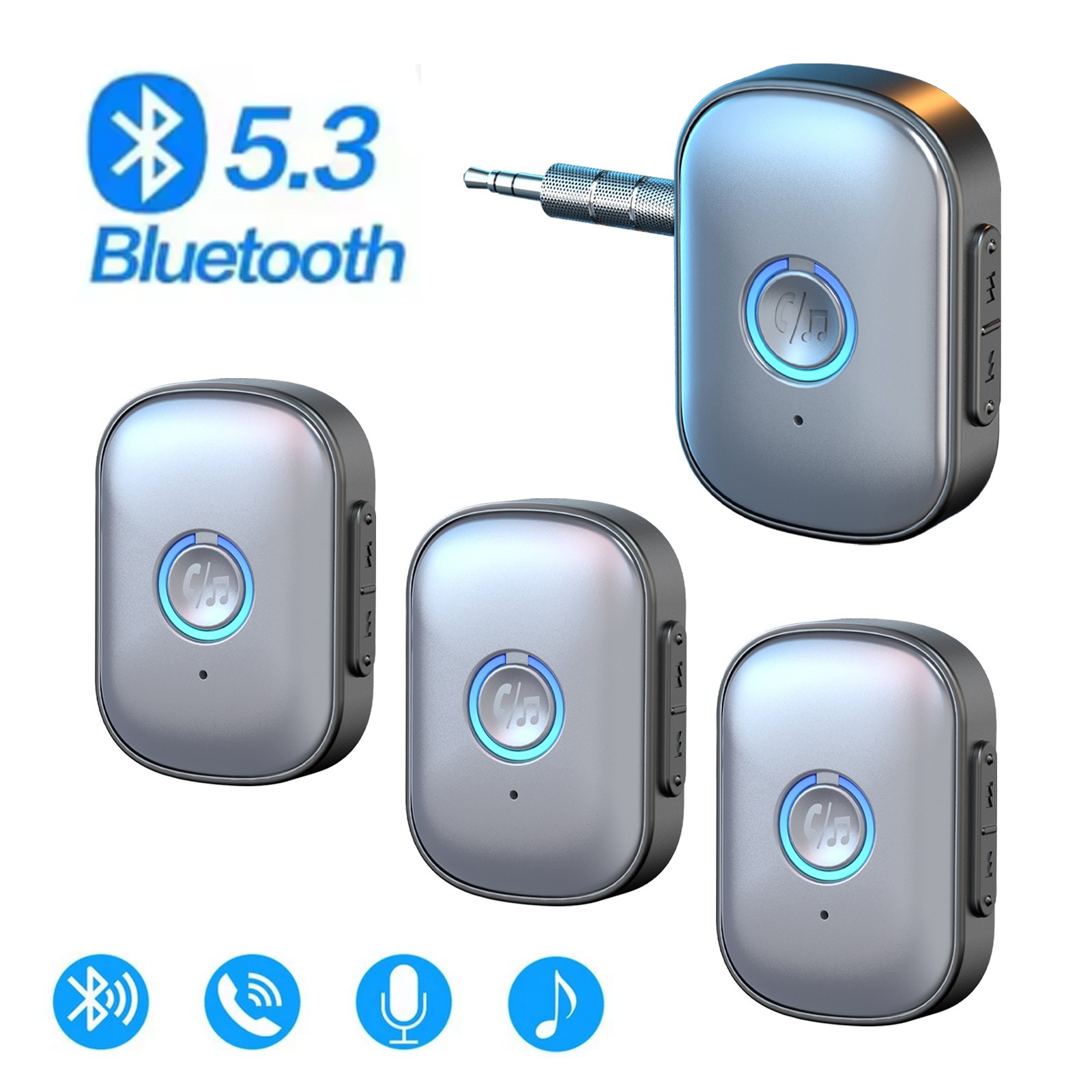 4x Bluetooth 5.3 Receiver 3.5mm AUX Car Adapter Wireless Audio Receiver for Home