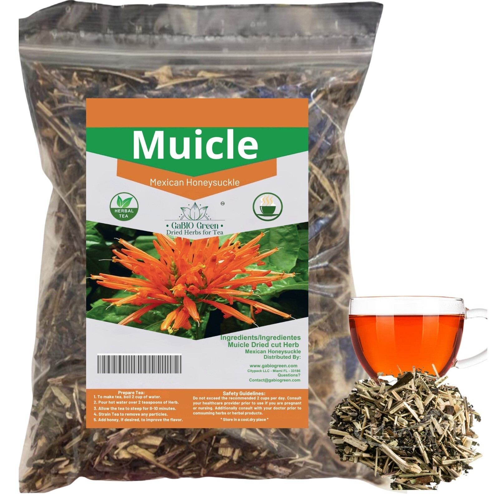 Muicle Natural Honeysuckle Hierba tea Gabio Green herbs