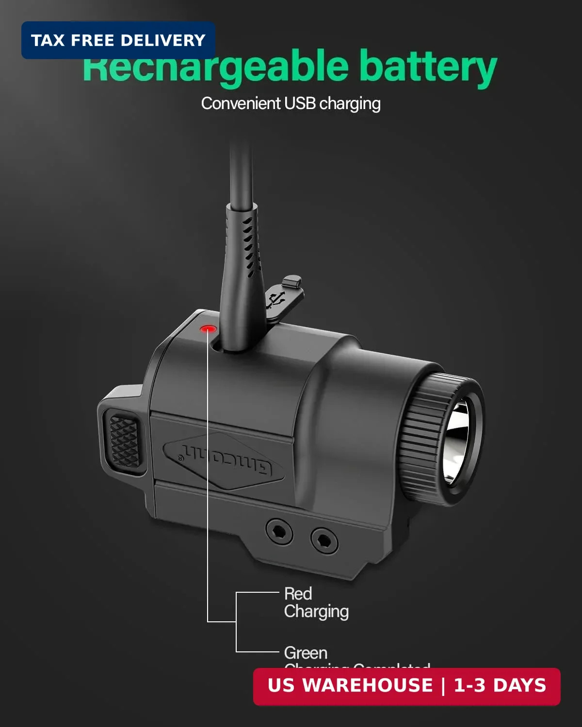 700 Lumen Pistol Light, Compact Adjustable Rail Mounted Flashlight Mini W