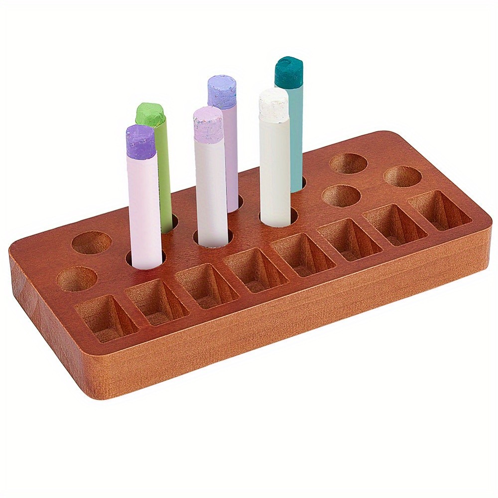 1pc Wood Holder for Crayon Rectangle 79x170x20mm Inner Diameter: 14.5mm