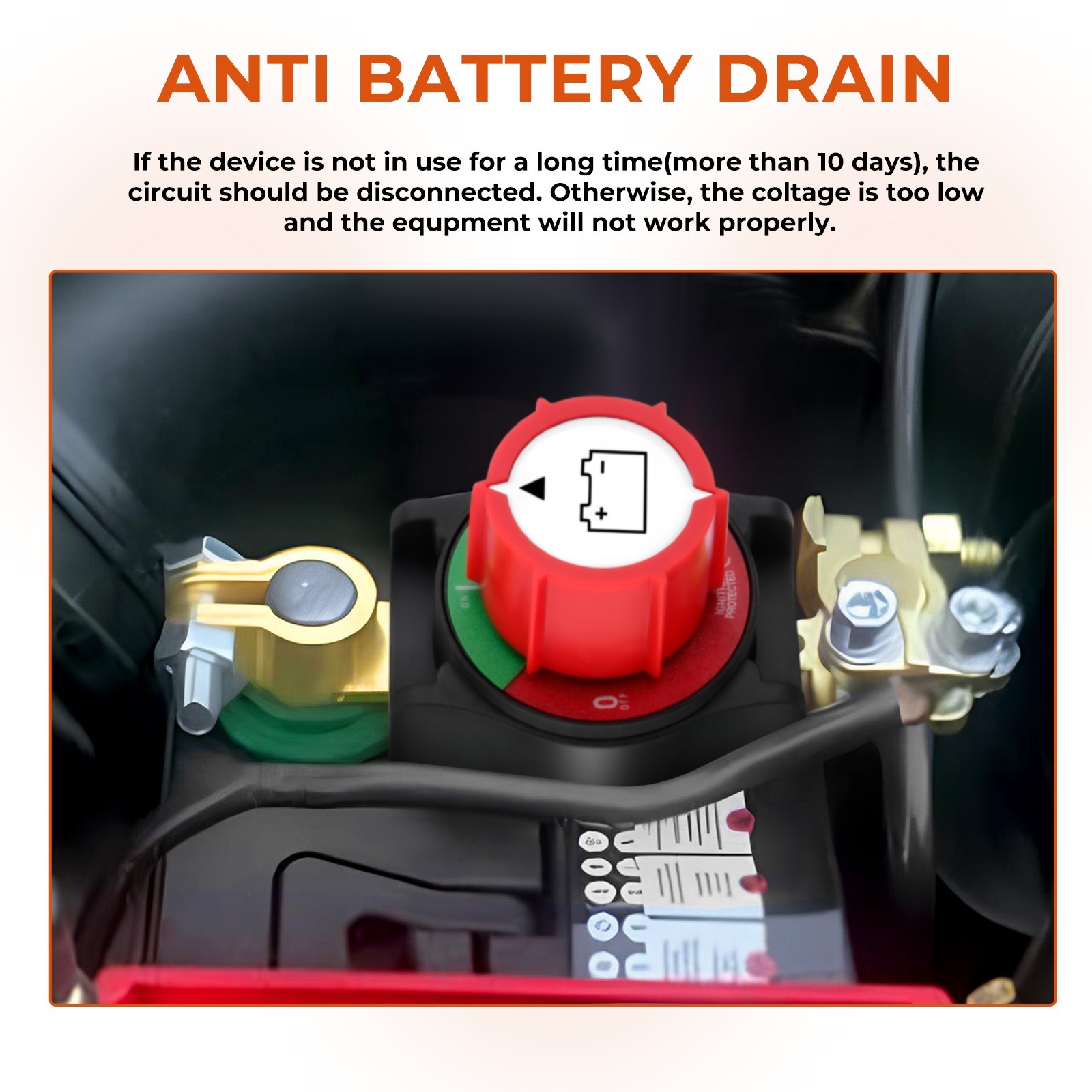 Top Post Battery Disconnect Switch 12-48V Marine Battery Cut-Off Switch Isolator