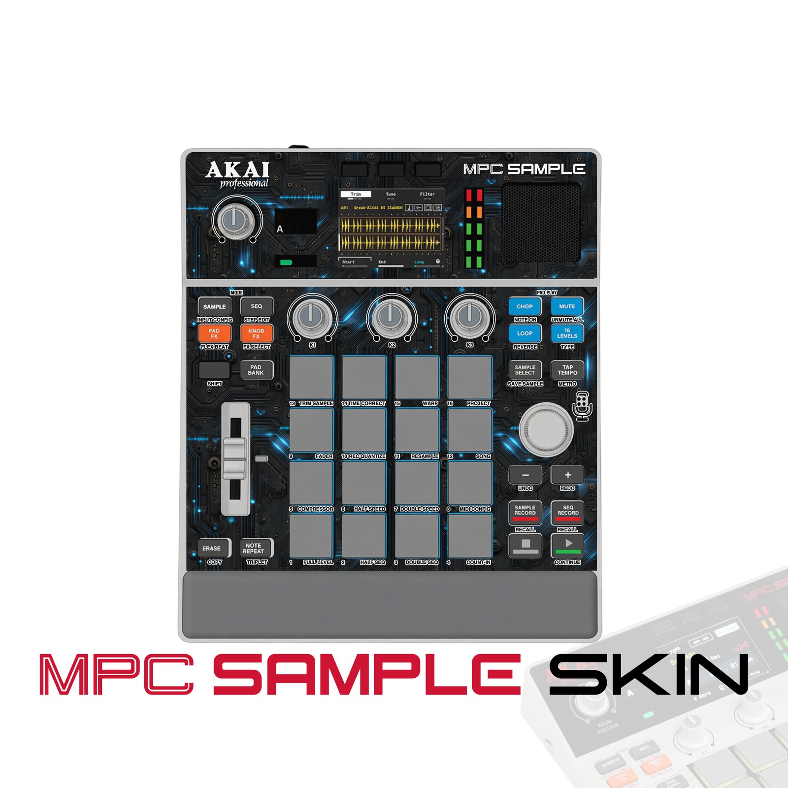 Akai MPC Sample Skin / Blue Neon