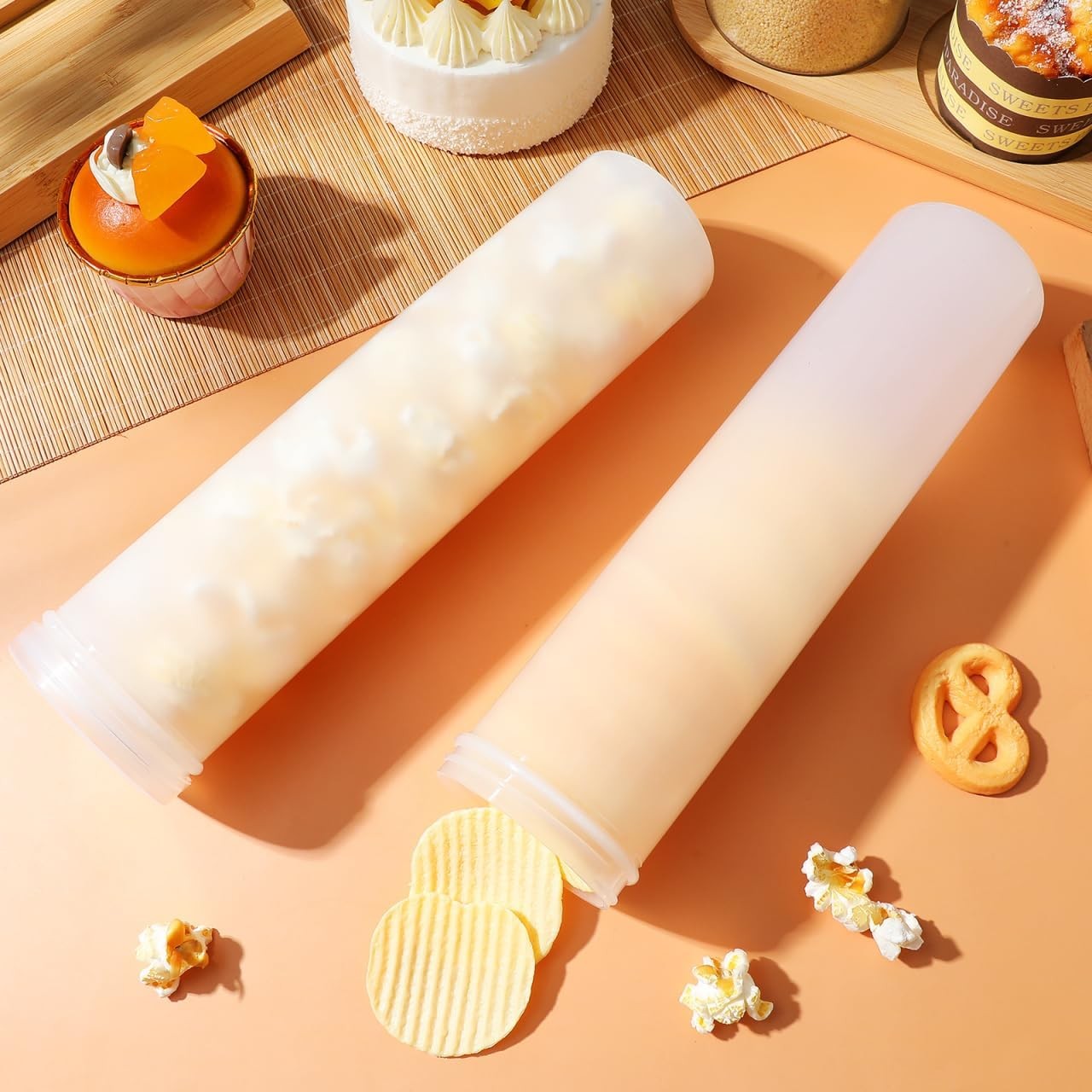 2Pcs Clear Cylinder Cookie Containers Airtight Cookie Holder Stora Box
