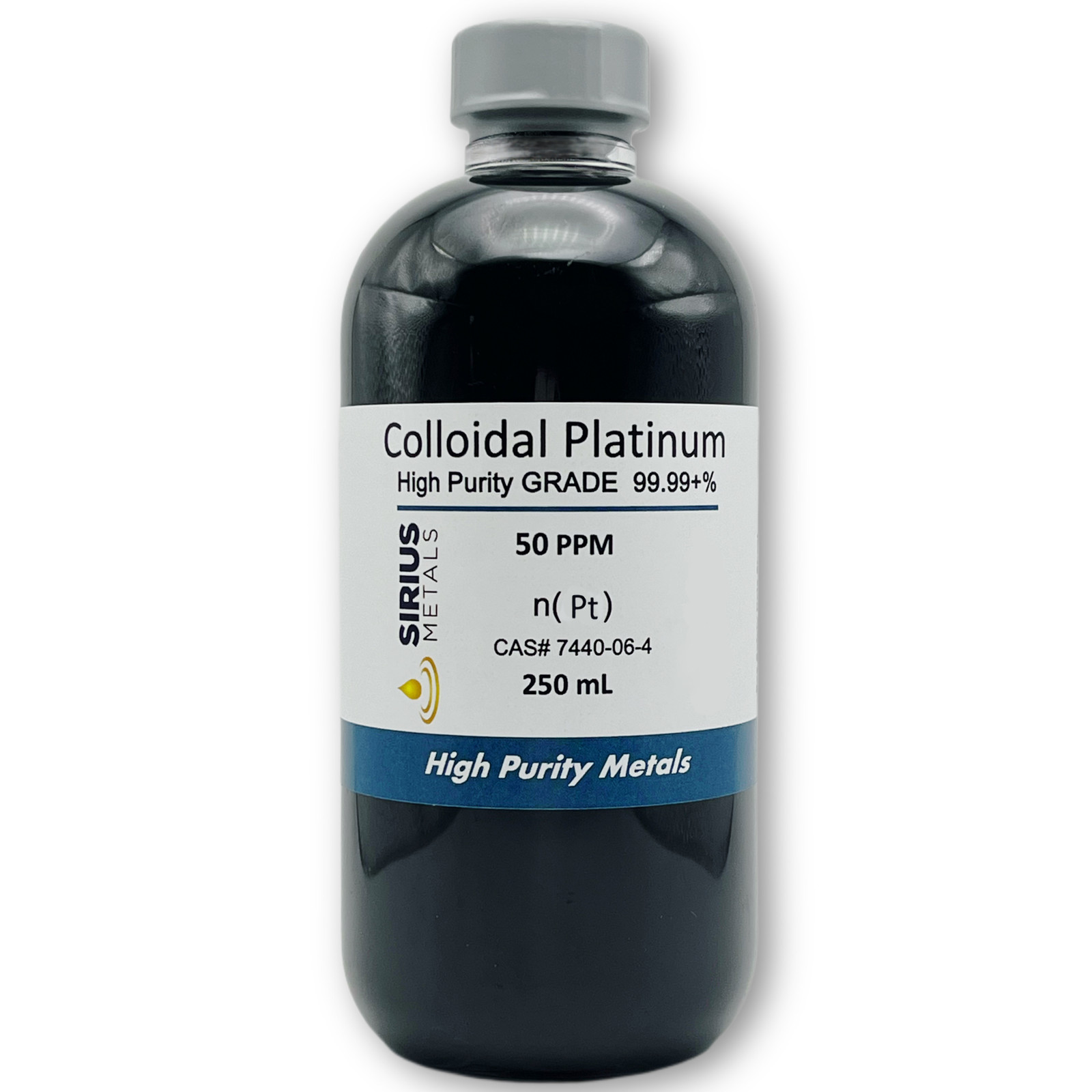 True Colloidal Platinum NanoParticles (PtNPs): 50 ppm - 250 mL in Plastic