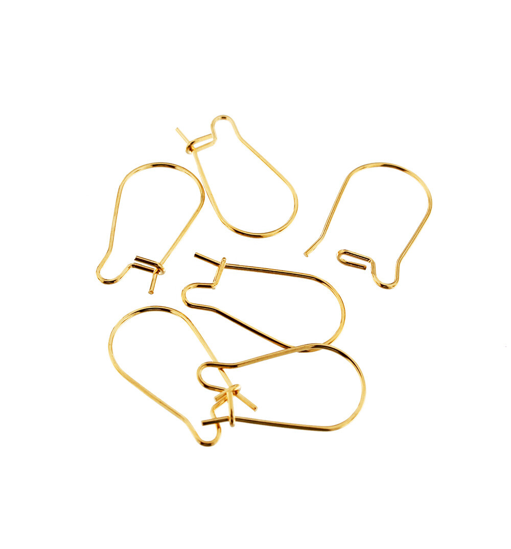 Gold Stainless Steel Earrings - Kidney - 11mm x 20mm - 10 Pieces 5 Pairs - FD791