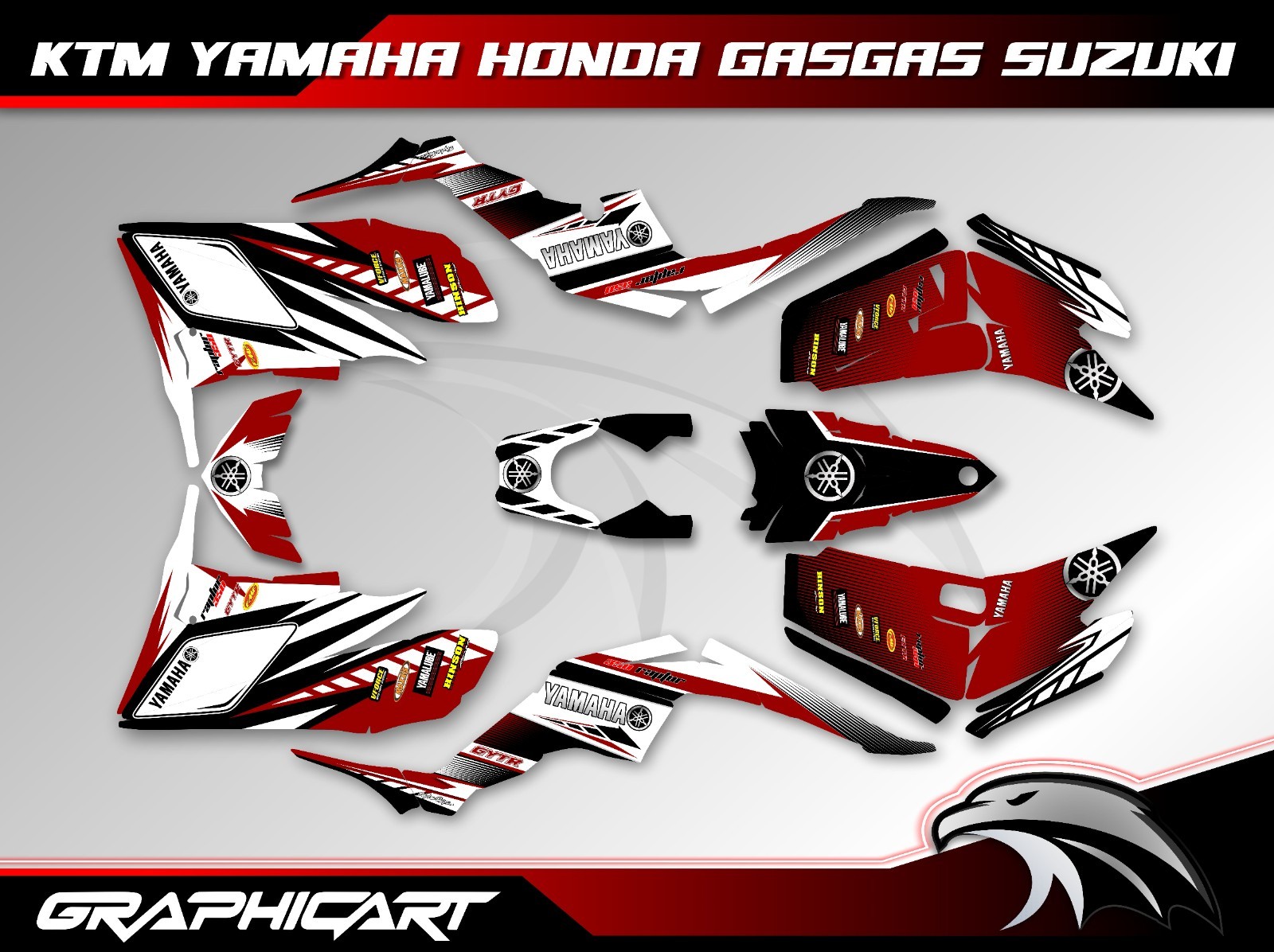 Yamaha Raptor 350 Graphics Kit 2004-2013 Decals Stickers ATV Quad YFM350 Custom