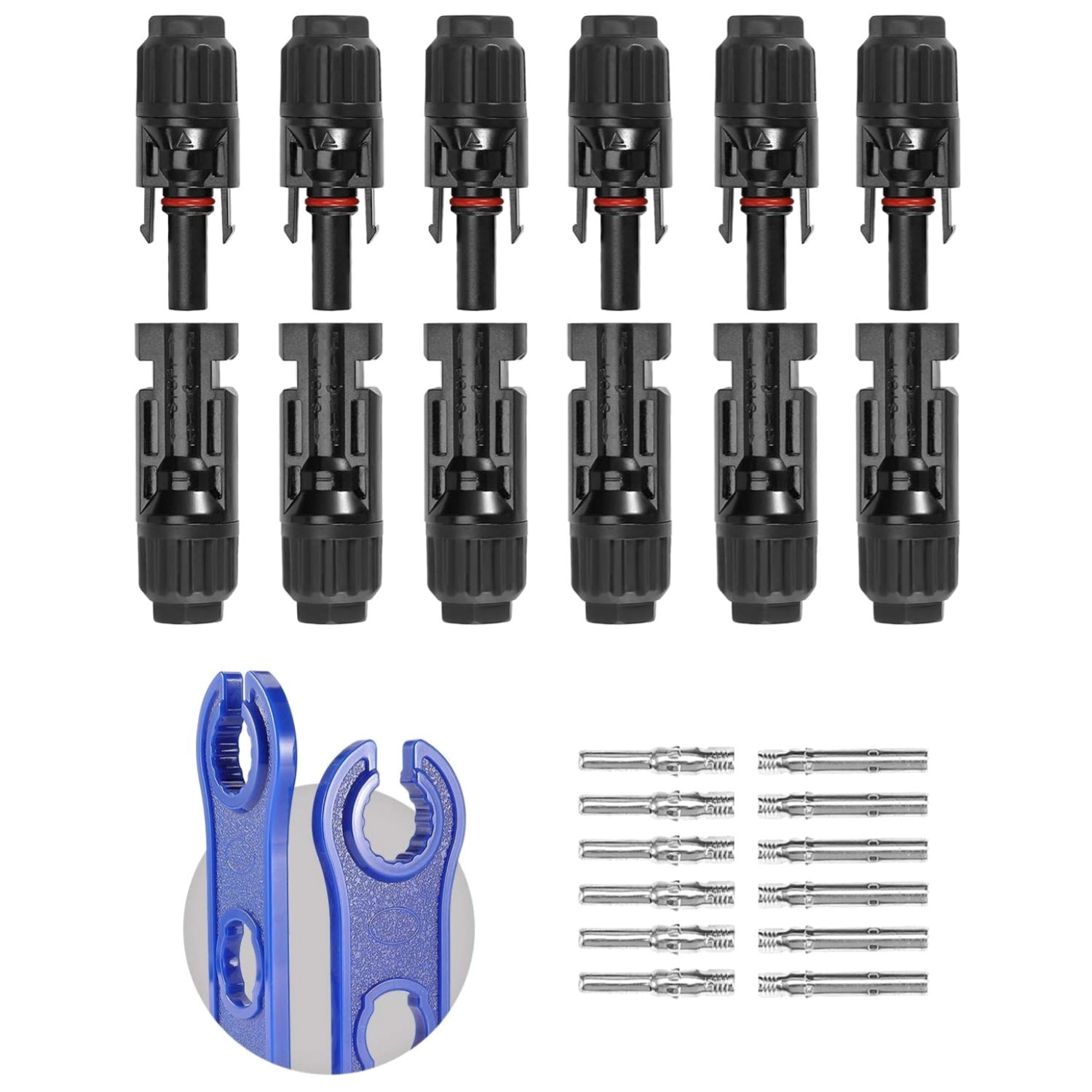 Durable 10AWG Solar Panel Connectors Set (12 PCS) with Spanners for Installation