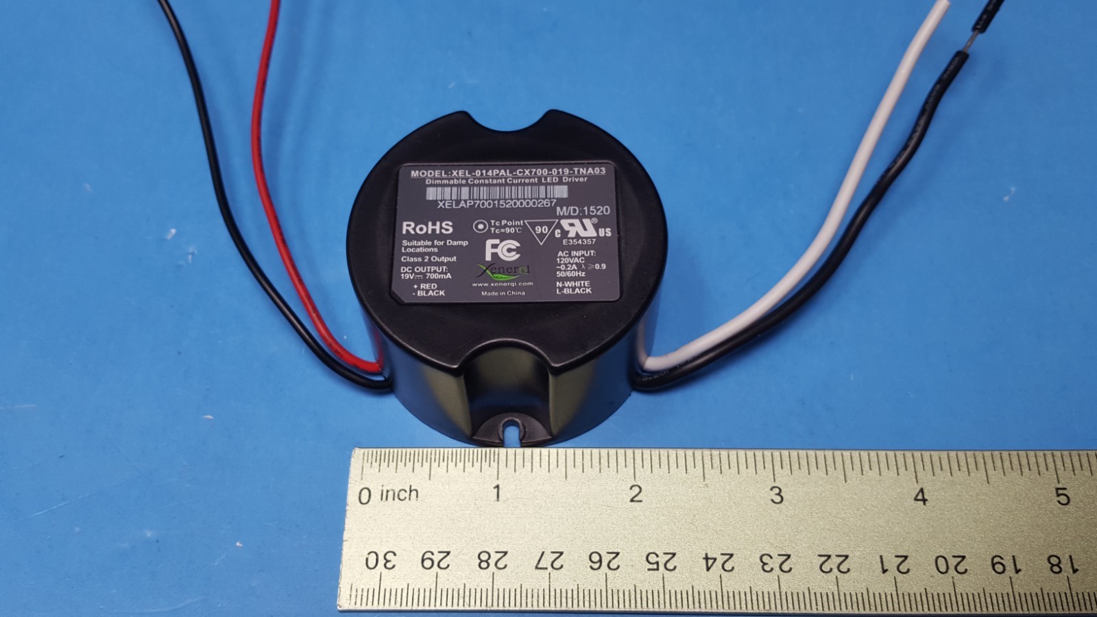 Dimmable LED Driver, XEL-014PAL-CX700-019-TNA03, XENERQI, 19 VDC, 700mA, 13.3 W