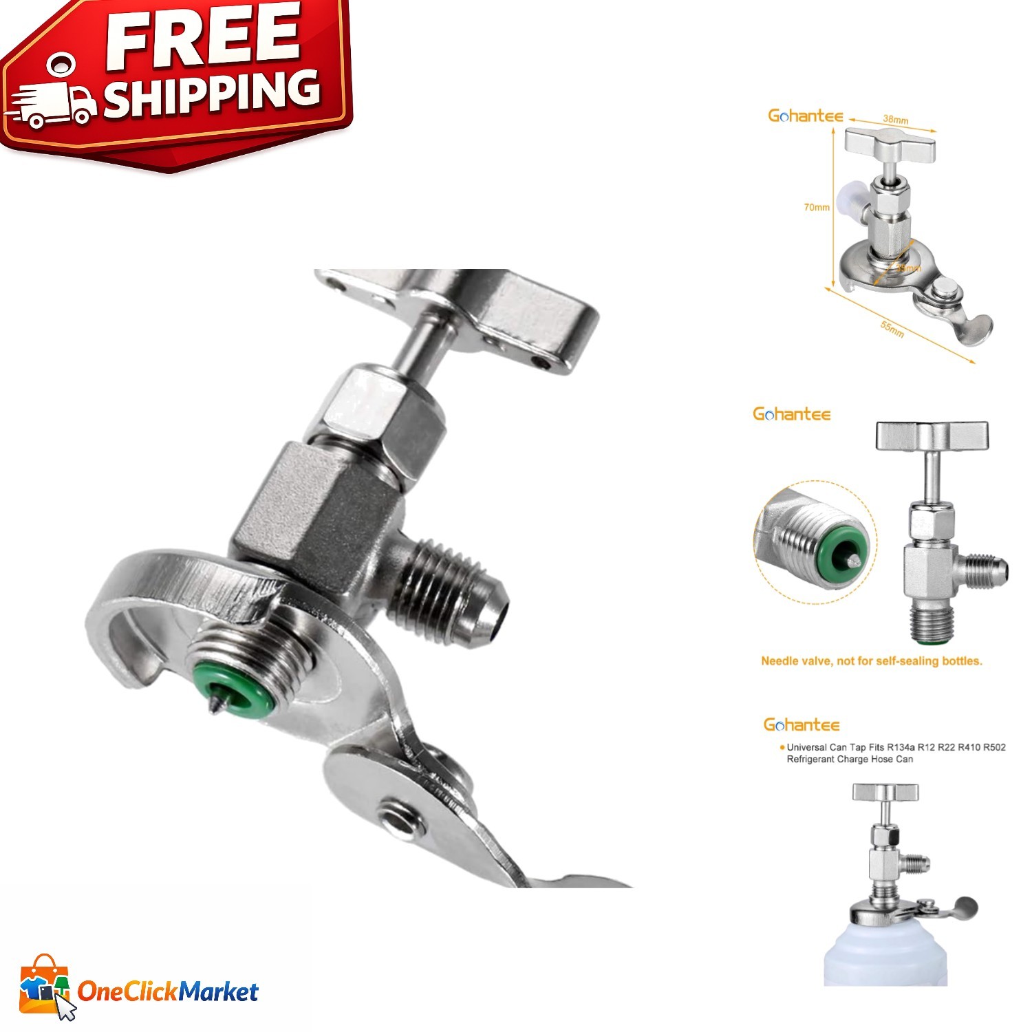 R134A Can Tap - Universal Aluminum Refrigerant Dispenser for Efficient Charging