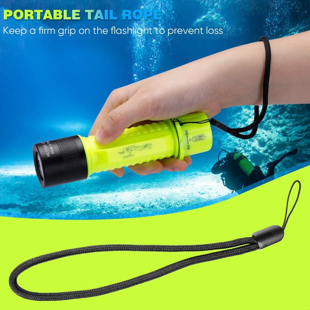 HECLOUD Dive Light Scuba Flashlight 2 Pack IPX8 Waterproof 3 Modes