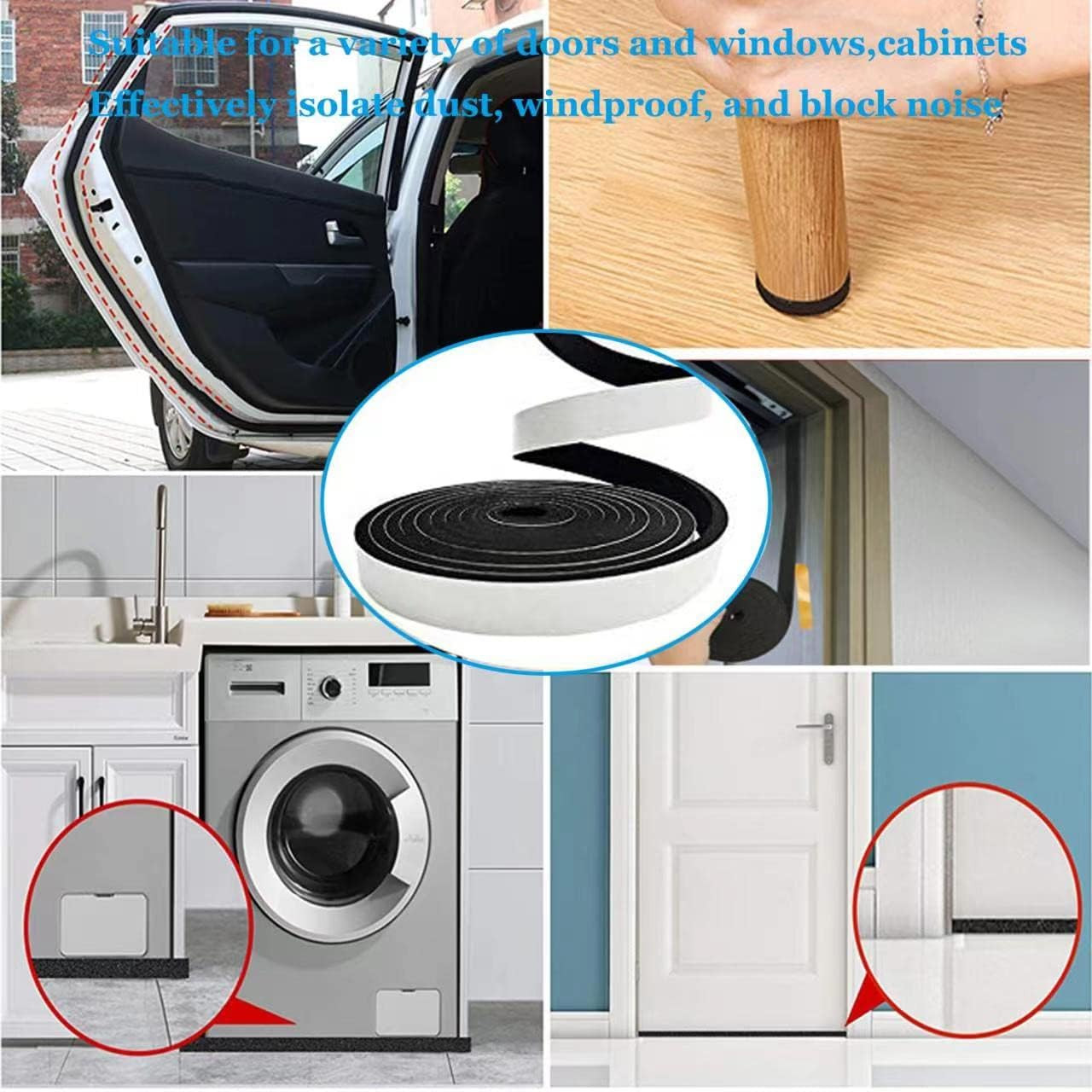 Foam Insulation Tape Self Adhesive,Weather Stripping for Doors and Windows,Slidi