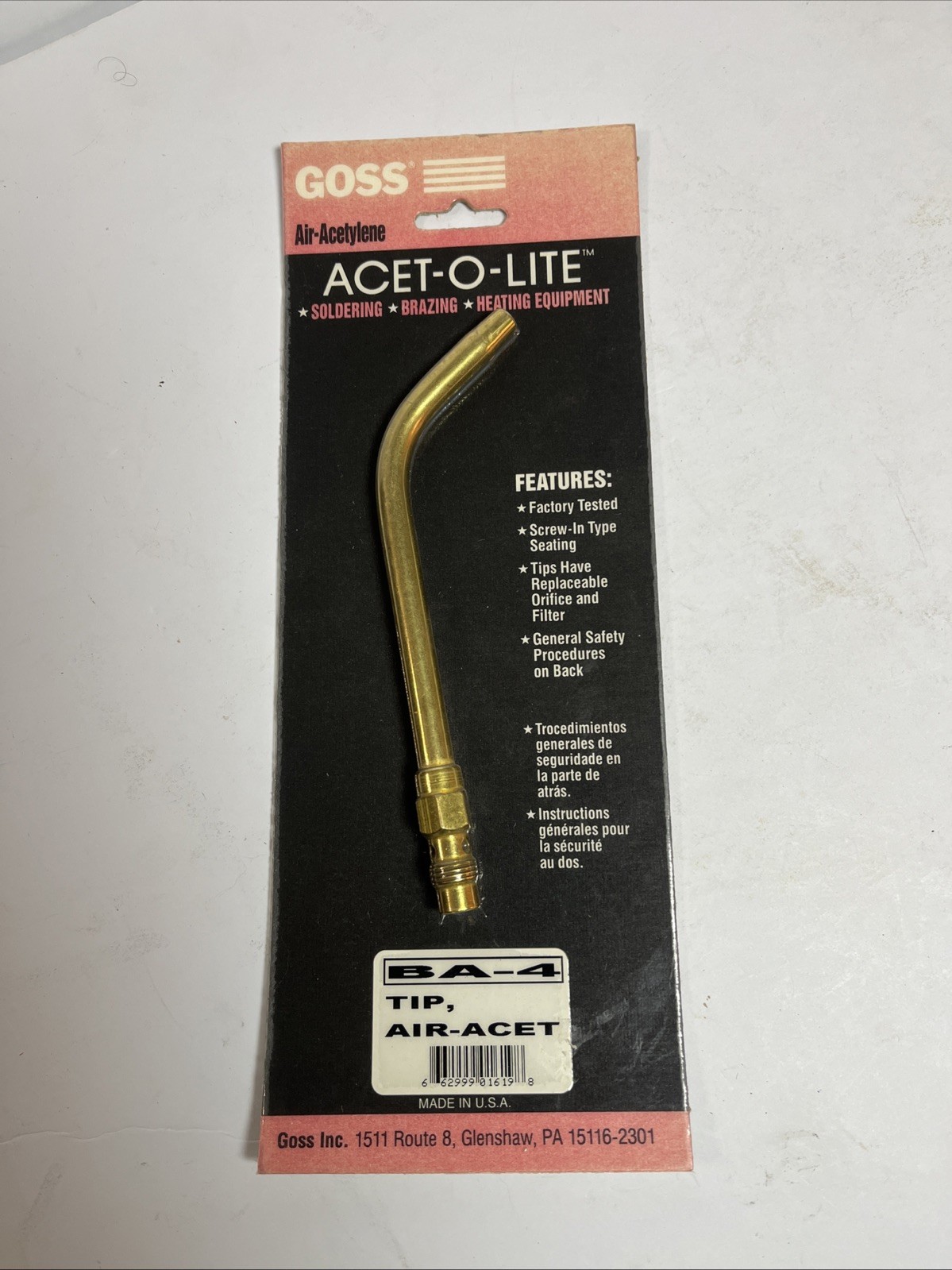 Goss Acet-O-Lite Feather Flame BA-4 Acetylene Tip