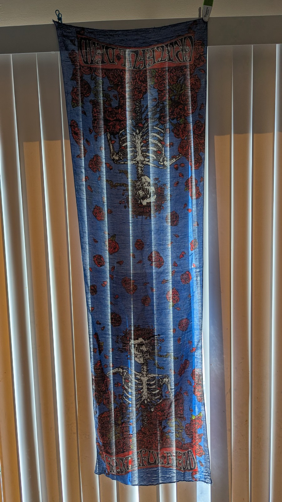 Vintage RARE 1986 Grateful Dead Bertha Roses Skeleton Concert Tour Scarf Wrap