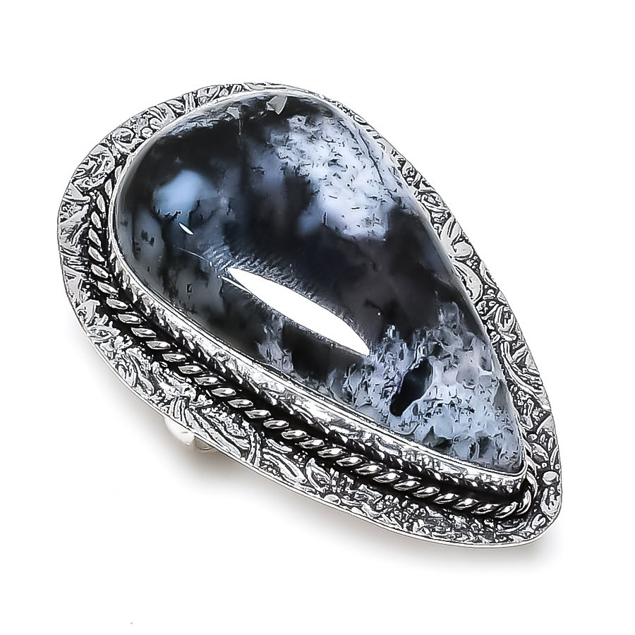 Dendrite Opal Gemstone 925 Sterling Silver Jewelry Ring Size 10 X-Mas Gift l955
