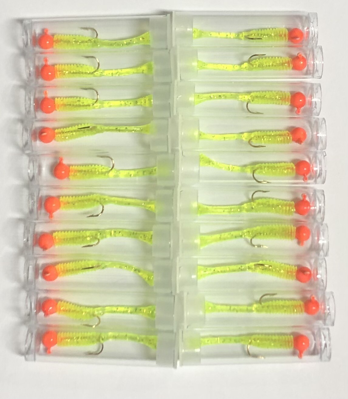 NEW CUBBY Mini-Mite 1/32oz Jig 20PK REFILL Oran/Clear Chart W/Glitter 1402 *NEW*
