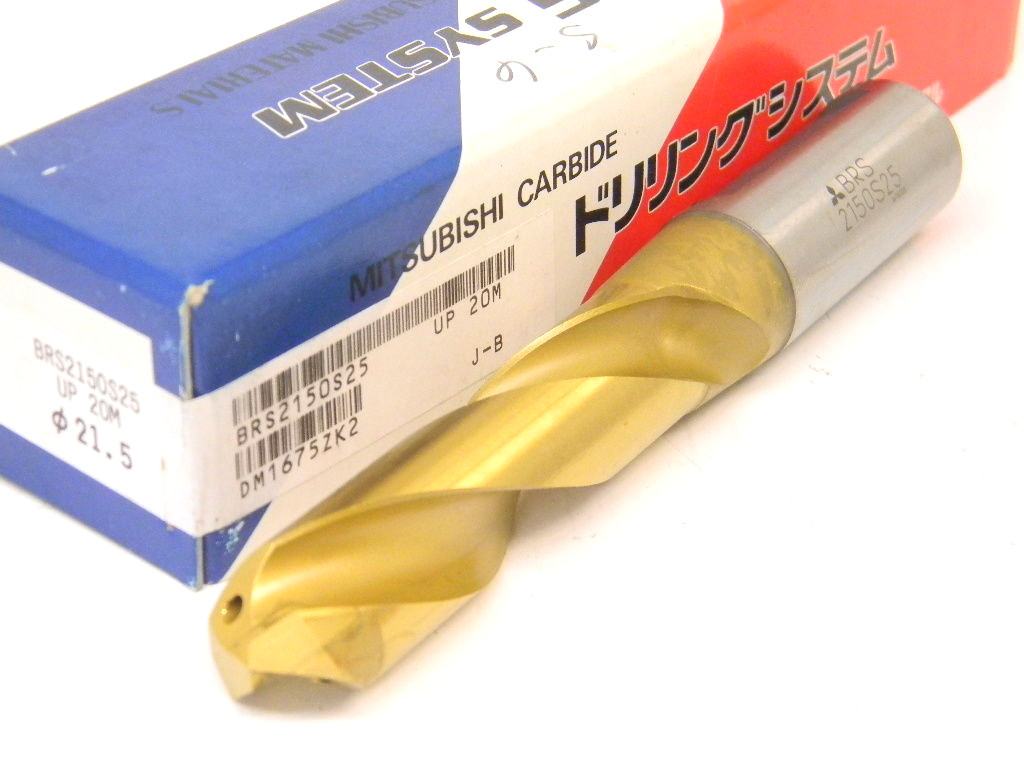 NEW SURPLUS MITSUBISHI 21.50mm CARBIDE TIPPED COOLANT TWIST DRILL BRS2150S25