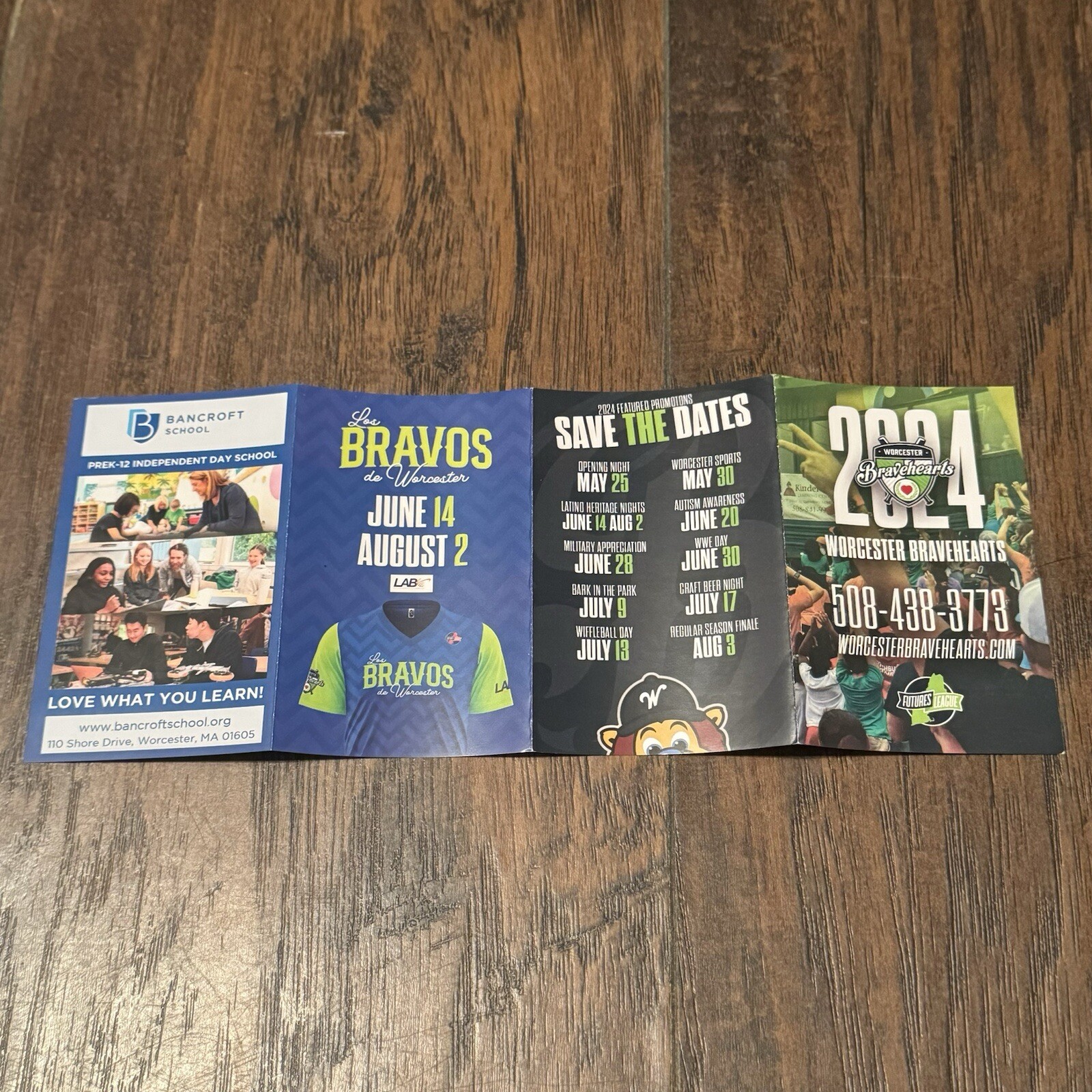 Worcester Bravehearts 2024 Futures Collegiate Baseball Summer Pocket Schedule