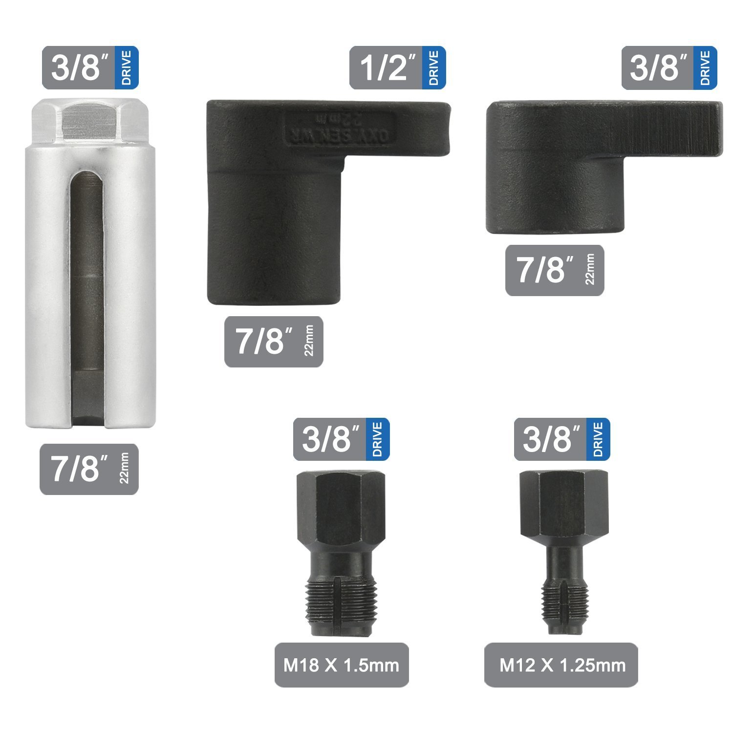5Pc Auto Oxygen Sensor Thread Chaser Socket Vacuum Tool Remover Installer Set