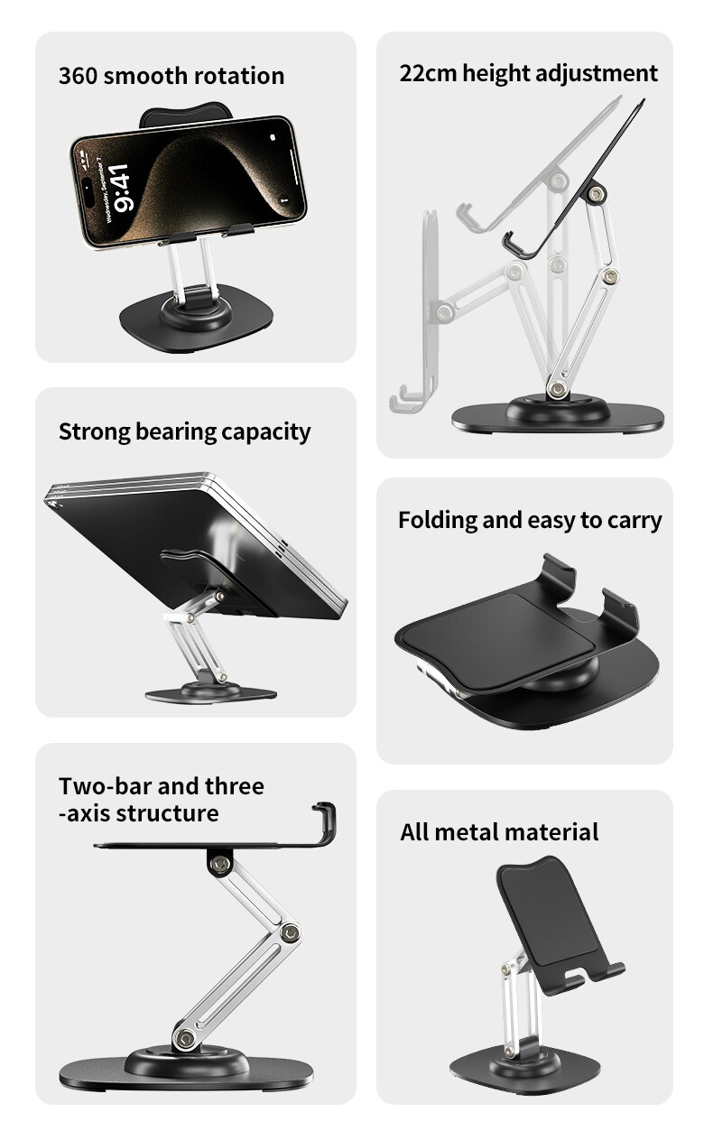 Adjustable Cell Phone Stand Holder Desk Dock Mount For iPad iPhone Kindle Tablet