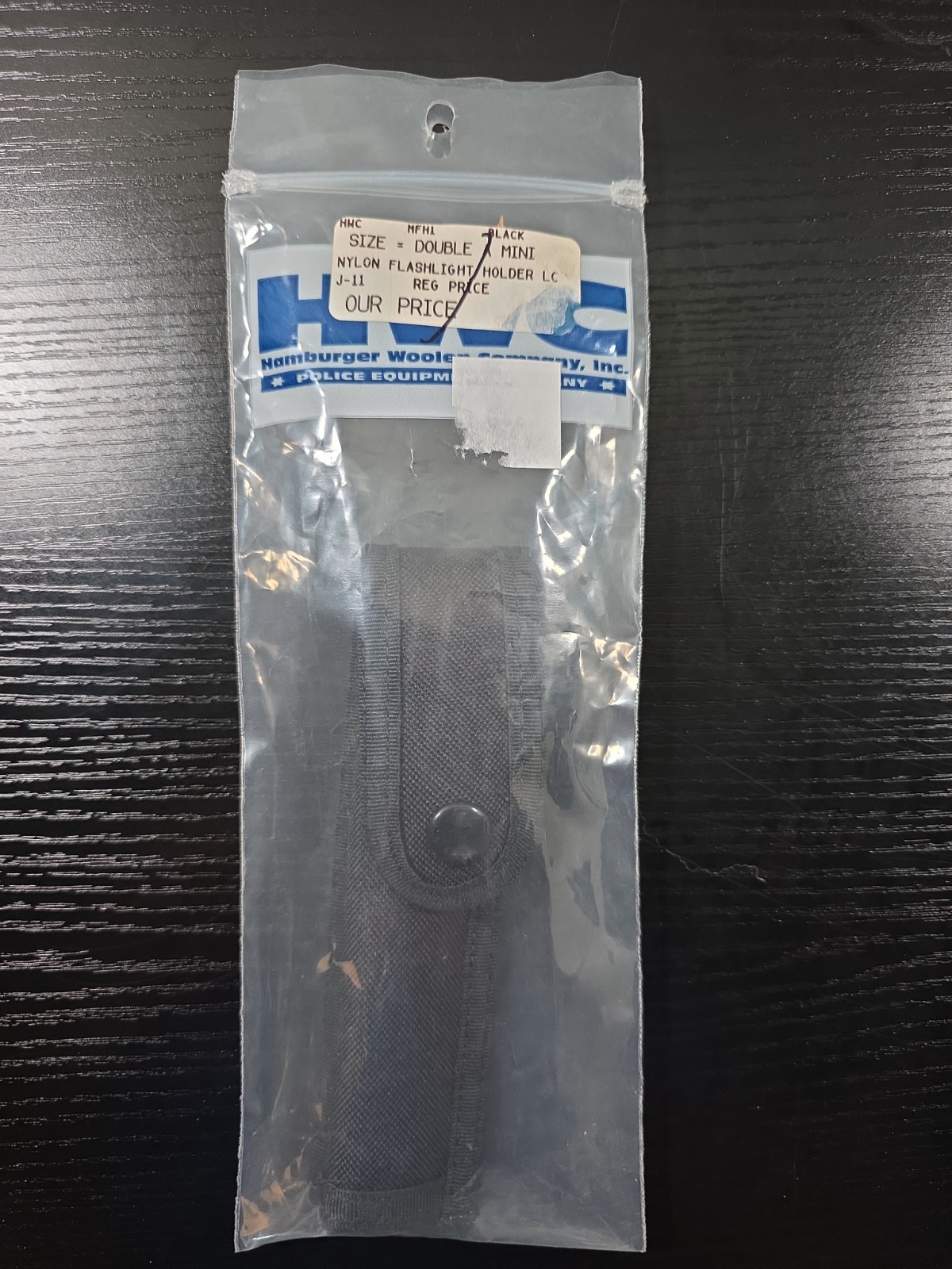 HWC Nylon Flashlight Holder Mini Maglite AA Duty Belt Snap Police Black NOS NEW