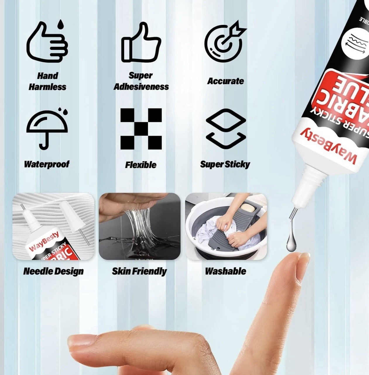 Fabric Glue, 2-Pack 55ml Strong Adhesive Permanent Glue *2