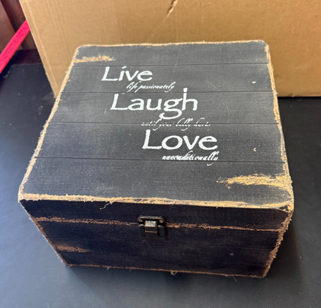 Live Laugh Love Distressed Wood Trinket Keepsake Box
