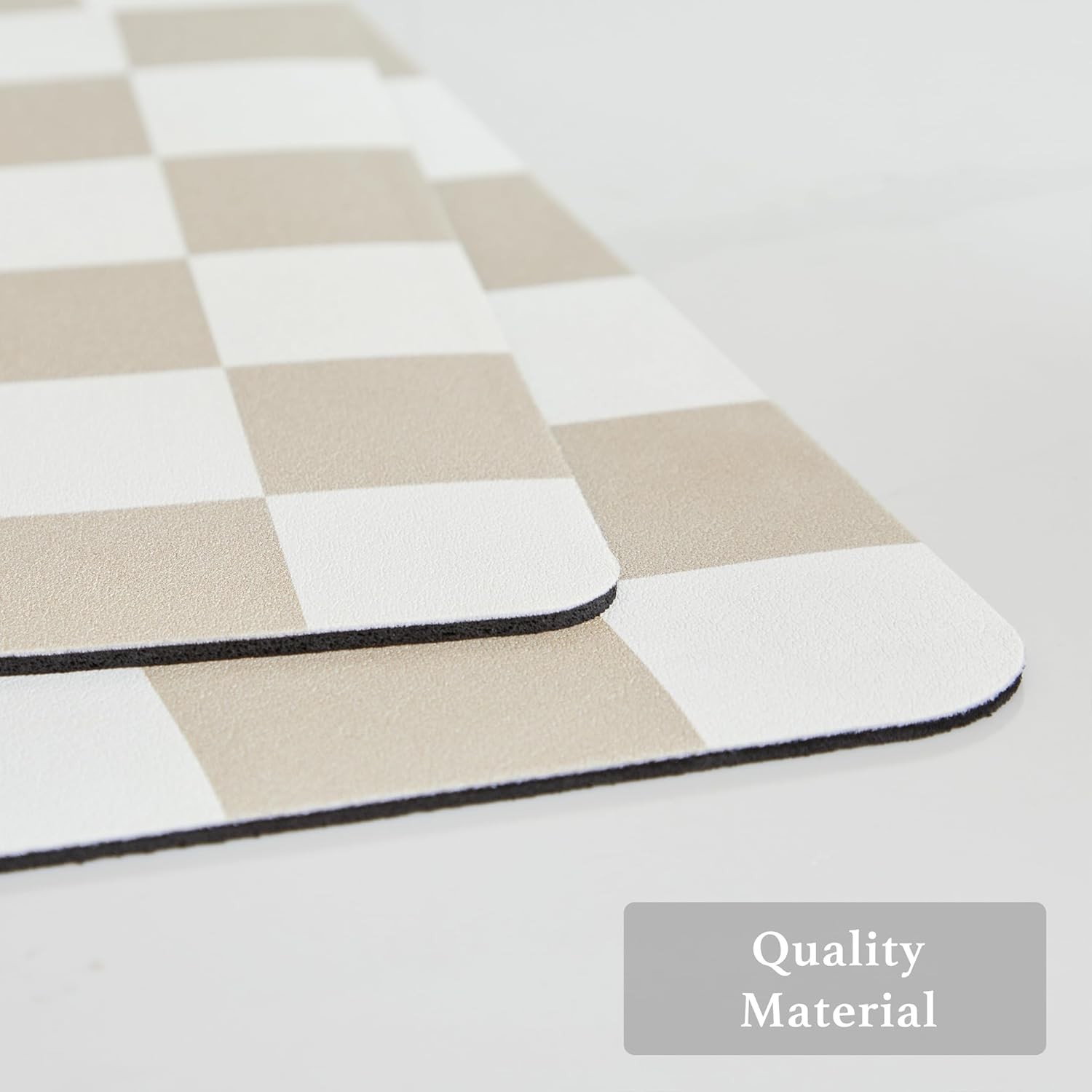 Checkered Dish Drying Mat for Kitchen Counter, Coffee Bar Station Accessories