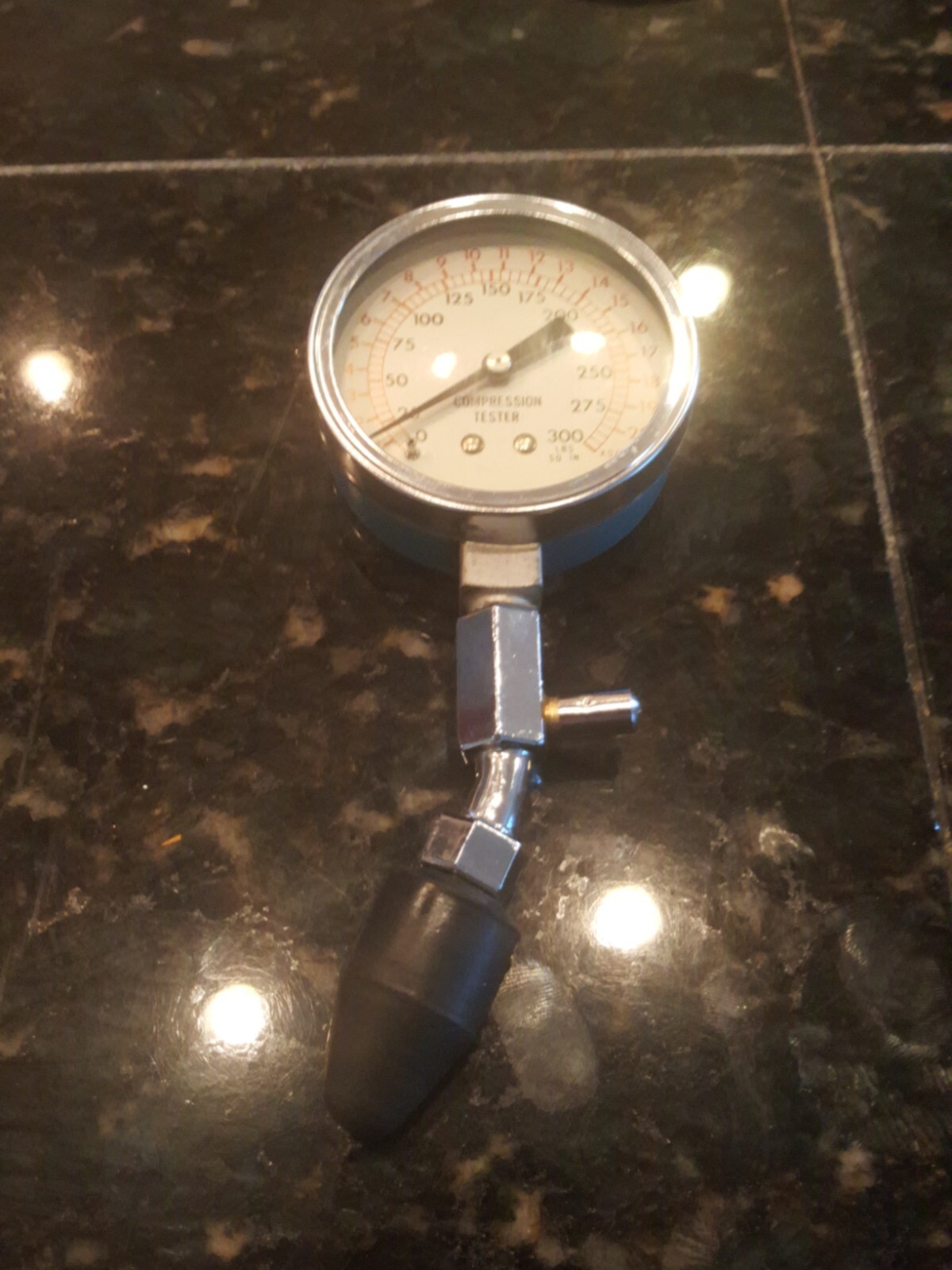 Vintage Compression Tester 60' s, Chrome, Blue