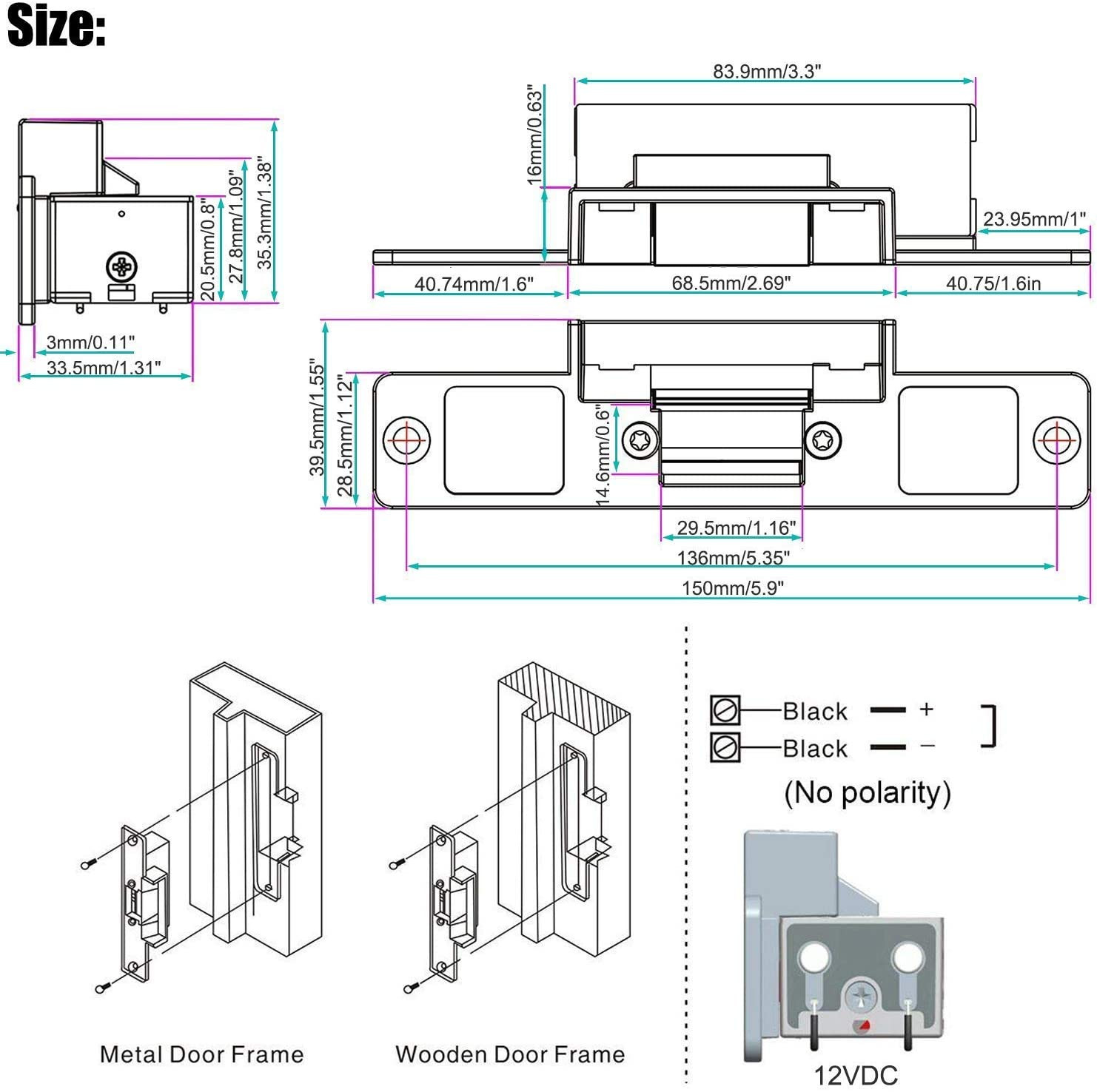 Access Control Electric Strike Door Lock Fail-Secure Kit System with Remote Cont
