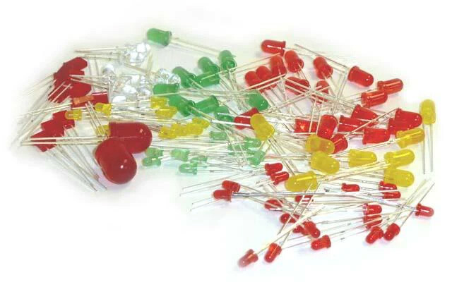 100 Piece Assortment of LEDs-Red, Yellow & Green Color Light