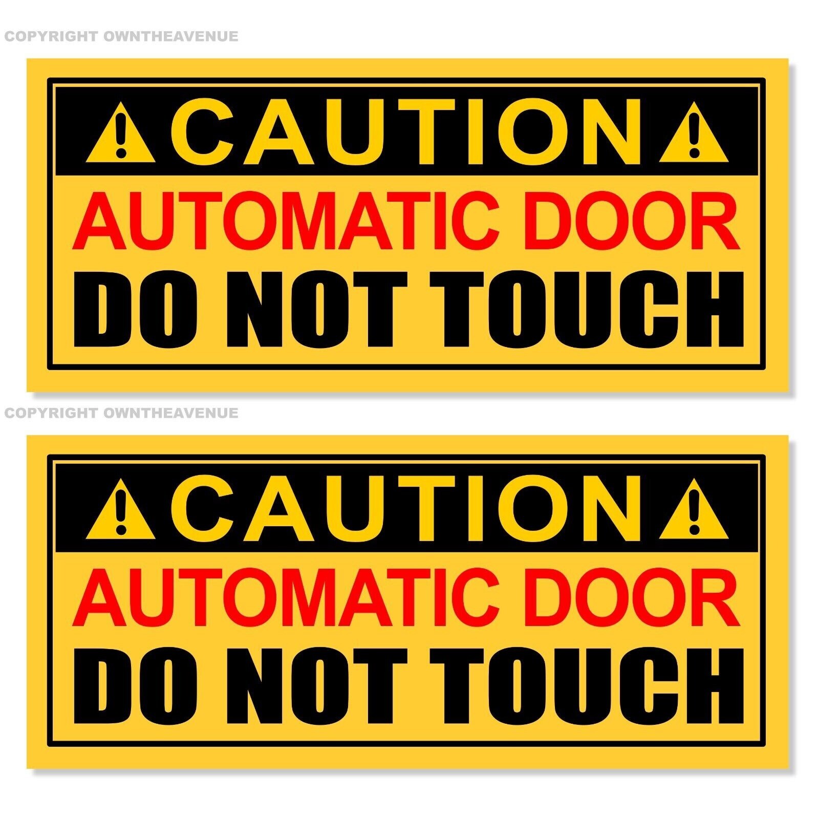 2 Pack - Automatic Door Do Not Touch Safety Sign Vinyl Sticker Decal 5"