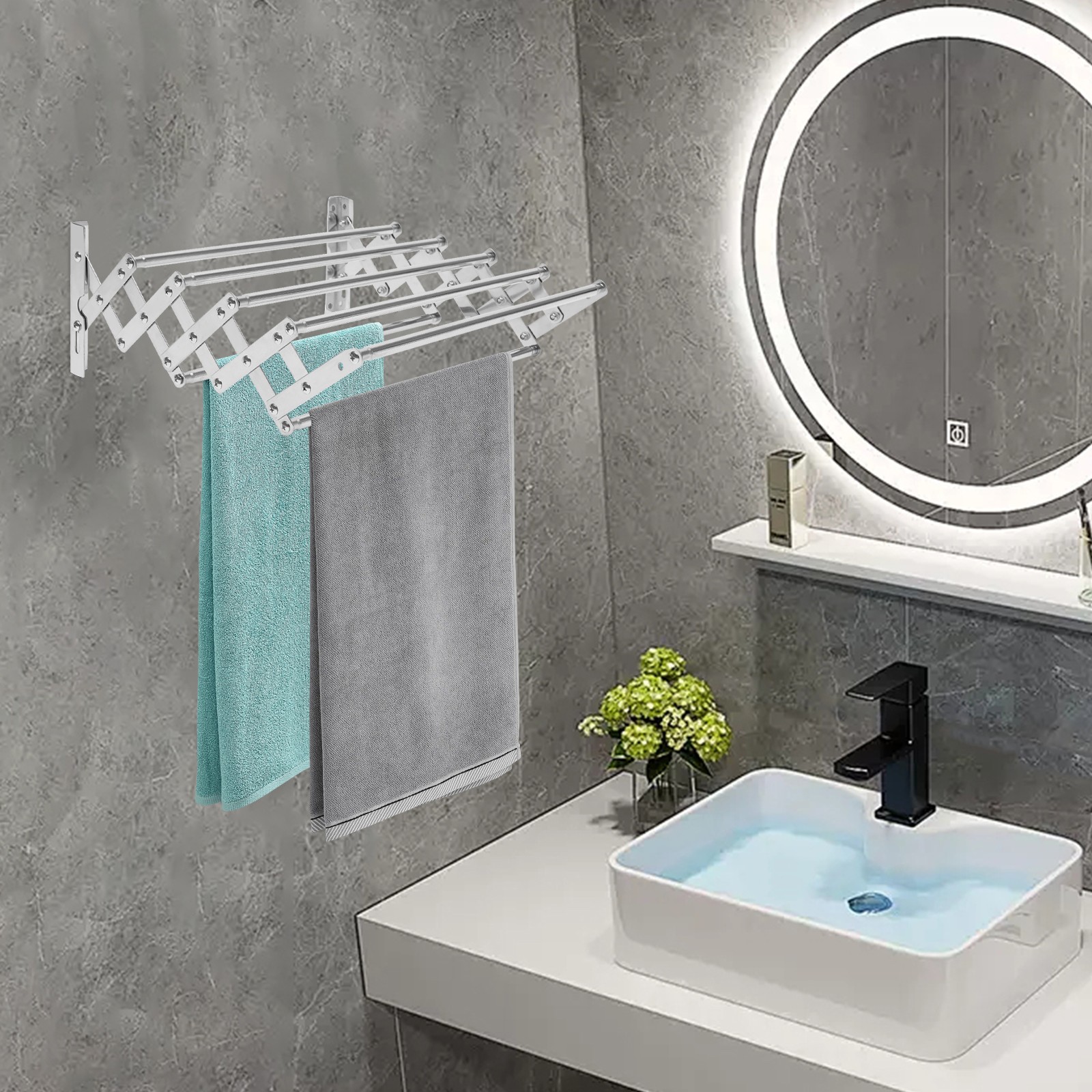 Wall Mounted Clothes Drying Rack Stainless Steel Retractable Laundry Drying Rack