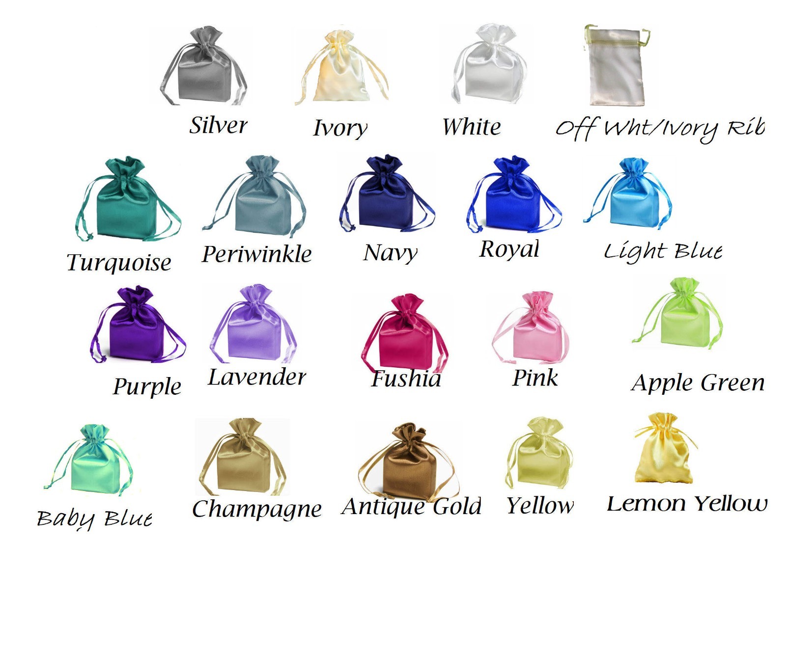 SATIN bags 4 each 4" x 6" draw string bag choose color wedding shower pouch