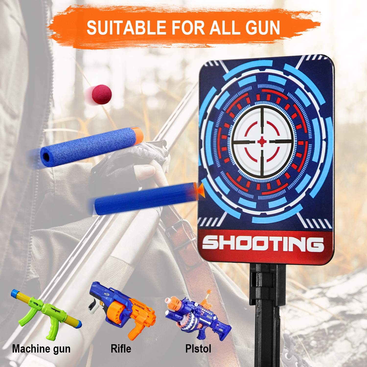 Electronic Shooting Target Scoring Auto Reset Digital Targets Medium, Black