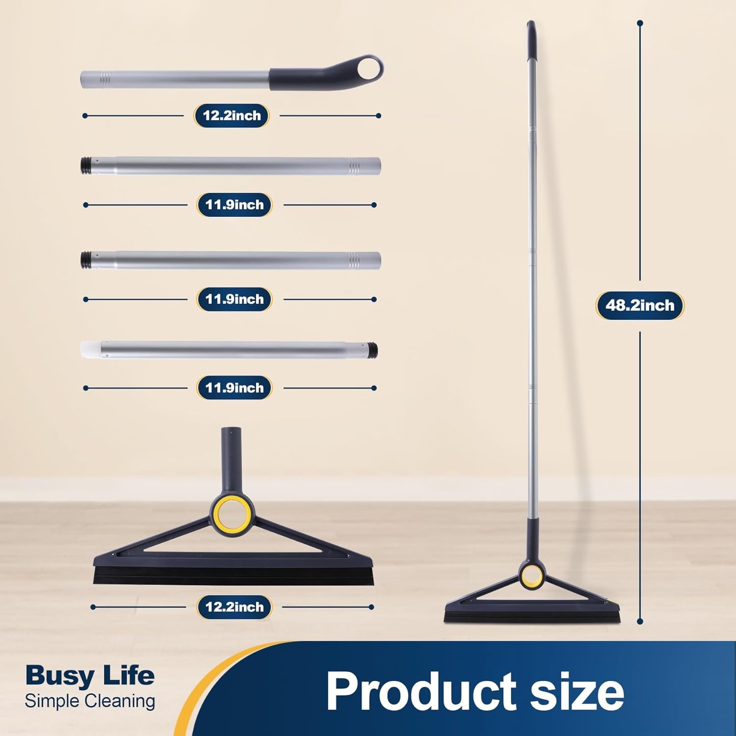 Floor Squeegee TPR Rubber Blade Scrubber Squeegee Adjustable for Bathroom Shower