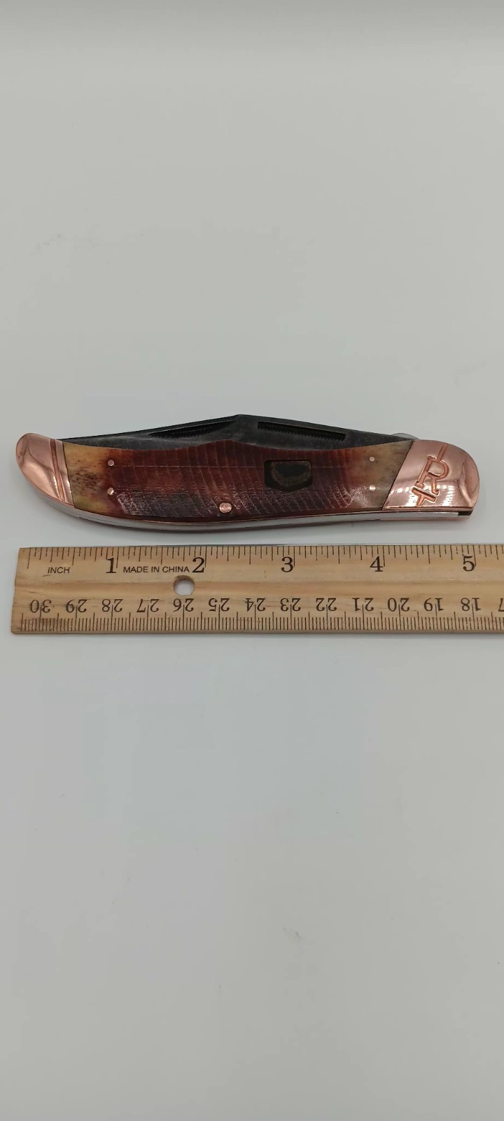 Rough Rider Jumbo Trapper Brown Stag Bone Stainless Folding Knife
