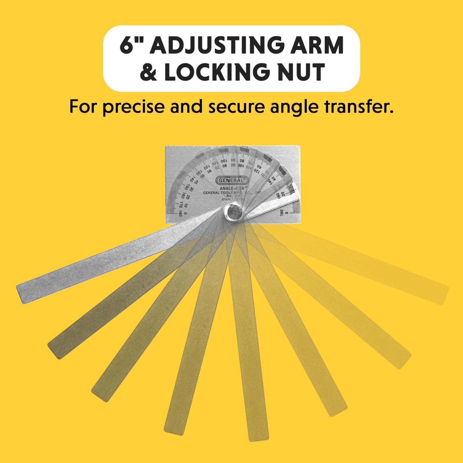 Protractor & Angle Finder Tool for Carpentry, Framing, Woodworking - Square Head