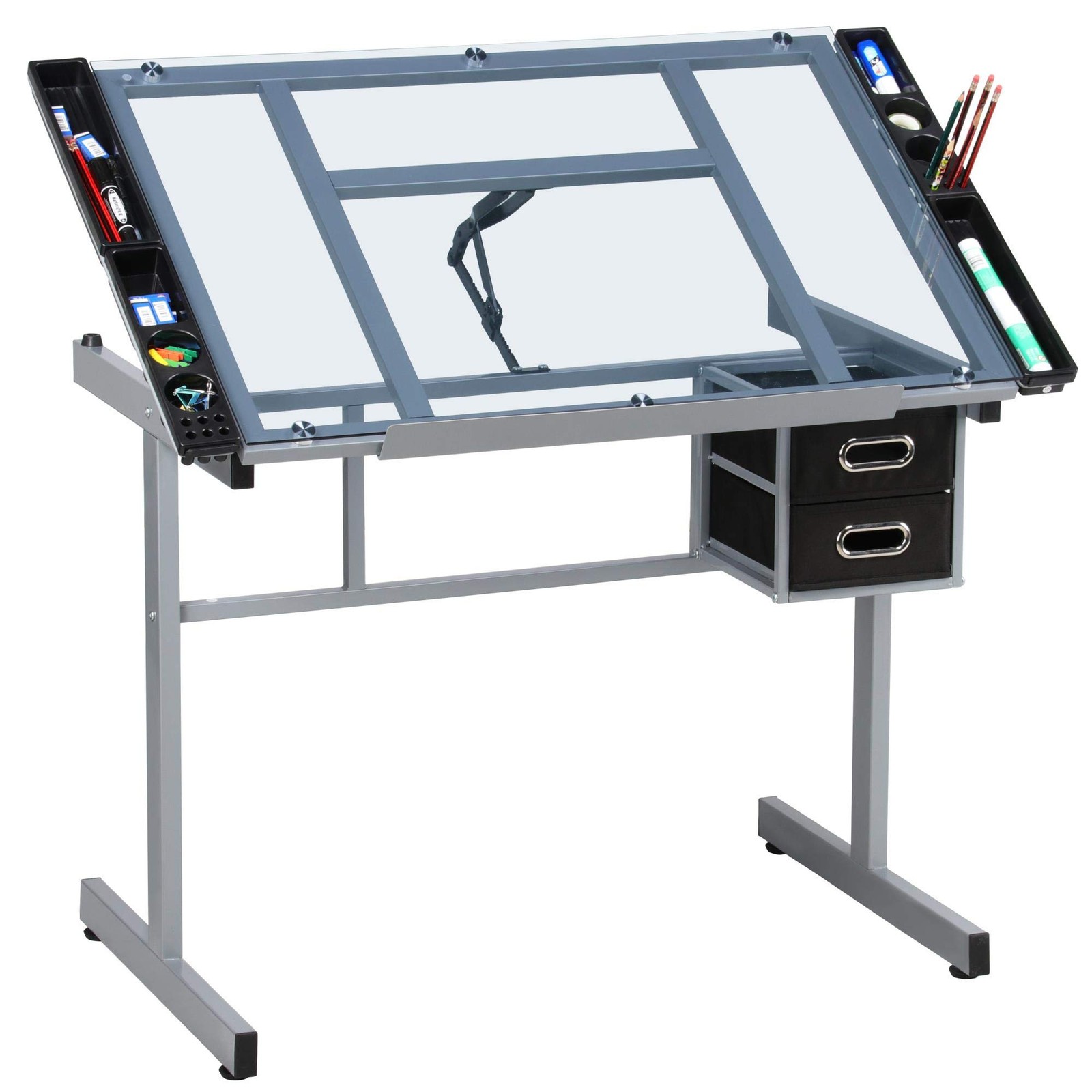 Yaheetech Drawing Desk Adjustable 40.9 x 23.6 x 31.5 inches, Silver Gray
