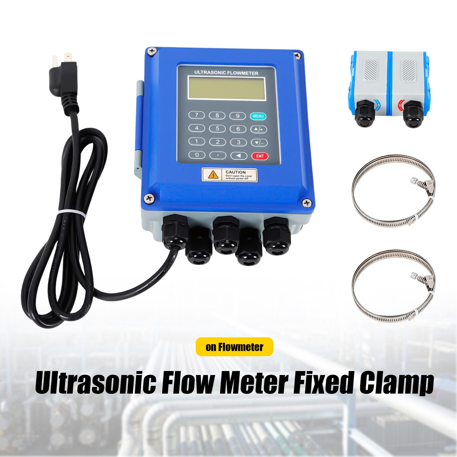 Flow Meter Ultrasonic TUF-2000B Wall Mounted Liquid Flowmeter W/ TM-1 Transducer