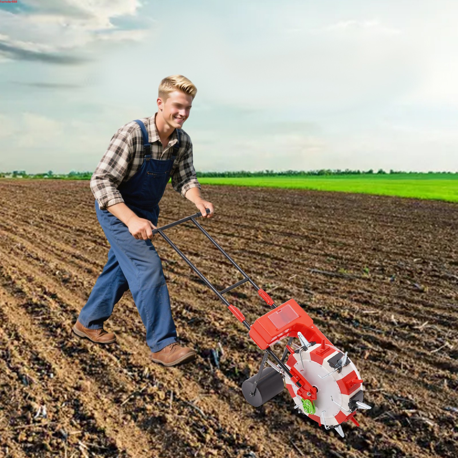 6-Nozzles Manual Seeding Machine Metal Precision Hand-push Effort-saving Seeder