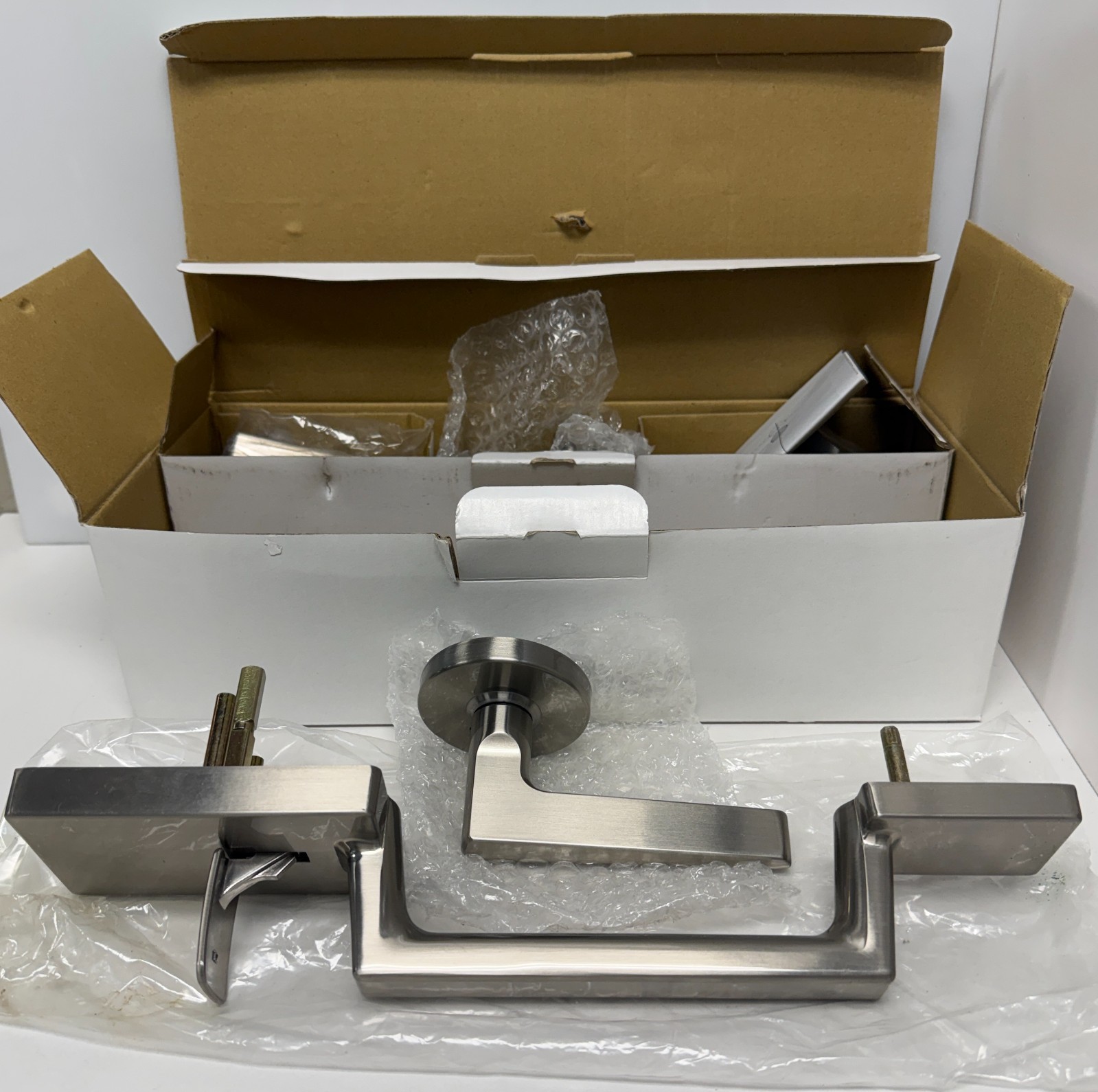 Harney Hardware 87751 Ella Front Door Handleset Satin Nickel Reversible Lever