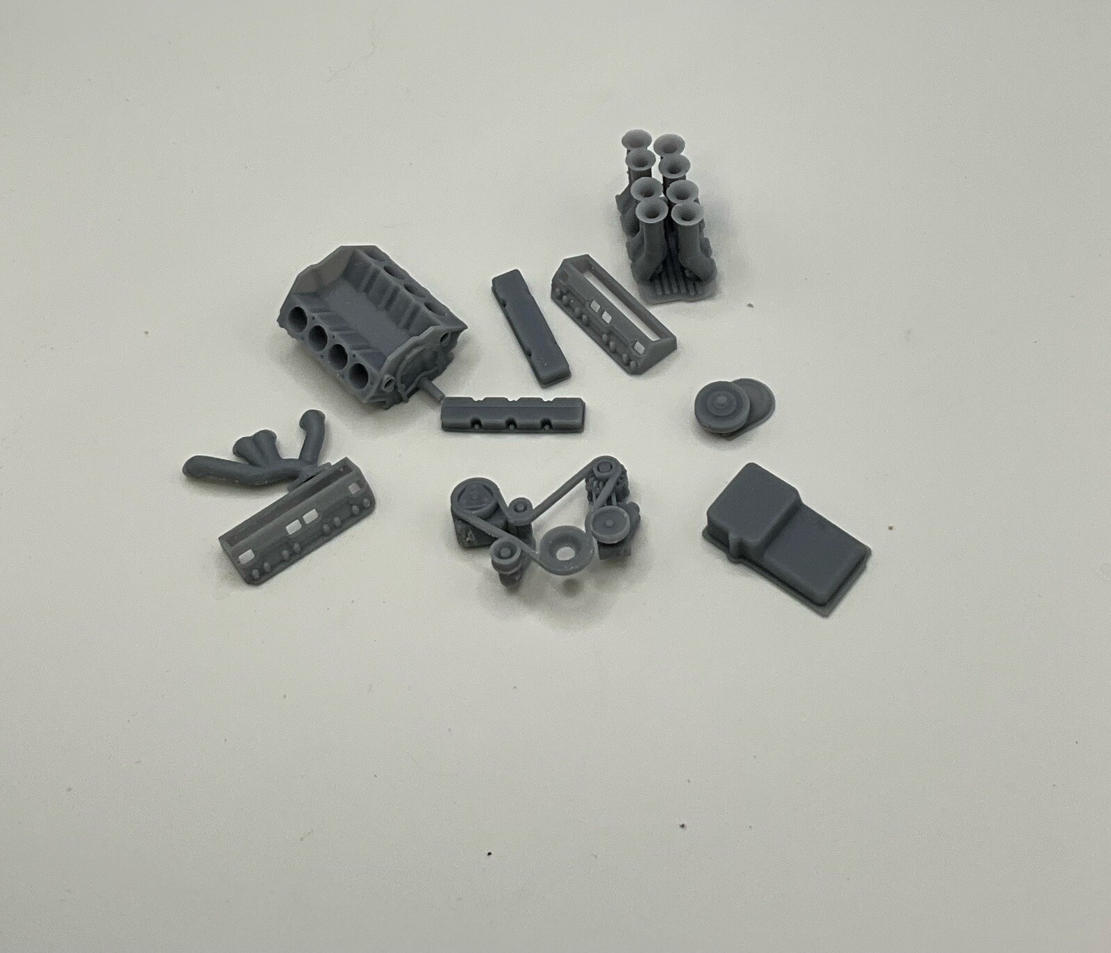 3-D printed 1/25 scale small block Chevy Hillborn injection
