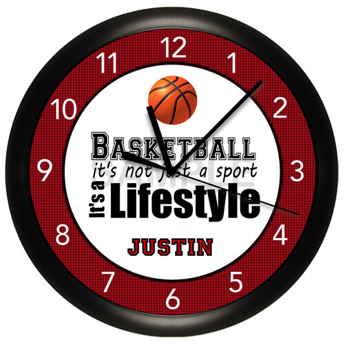 Personalized Clock - Basketball, Basketball Lifestyle, Burgundy, Kids, Sports