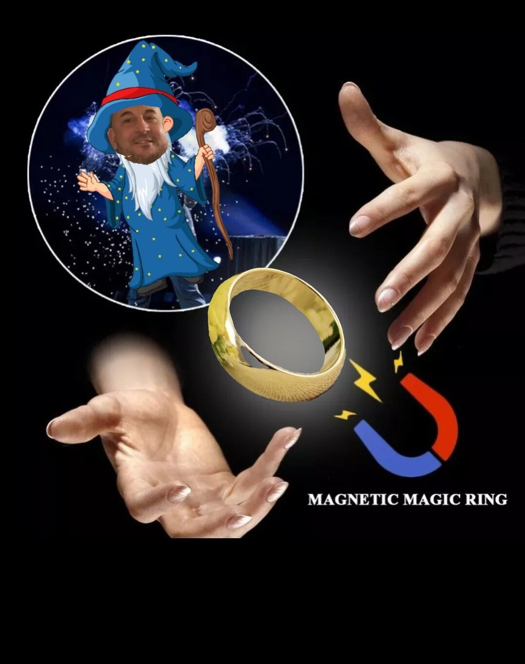 Magic Trick Magnetic Ring Vanishing Tricks Gold Color T16