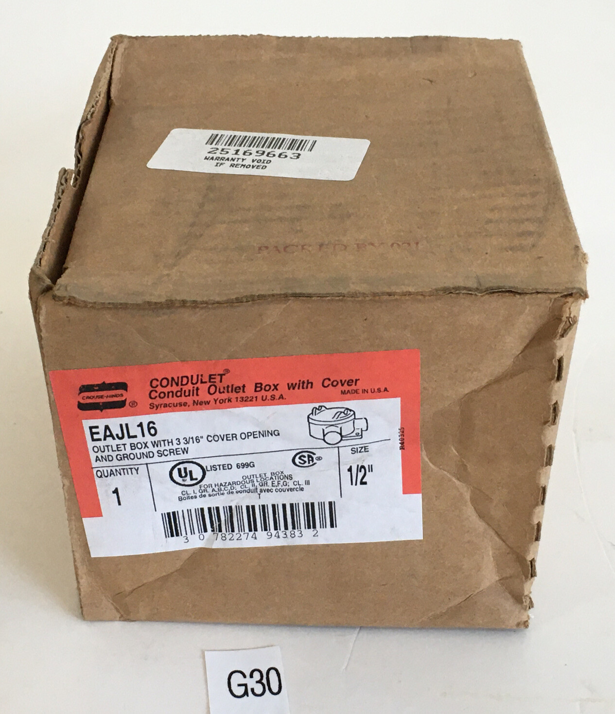 *New-Open-Box* Conduit Outlet Box With Cover EAJL16 + *Warranty*