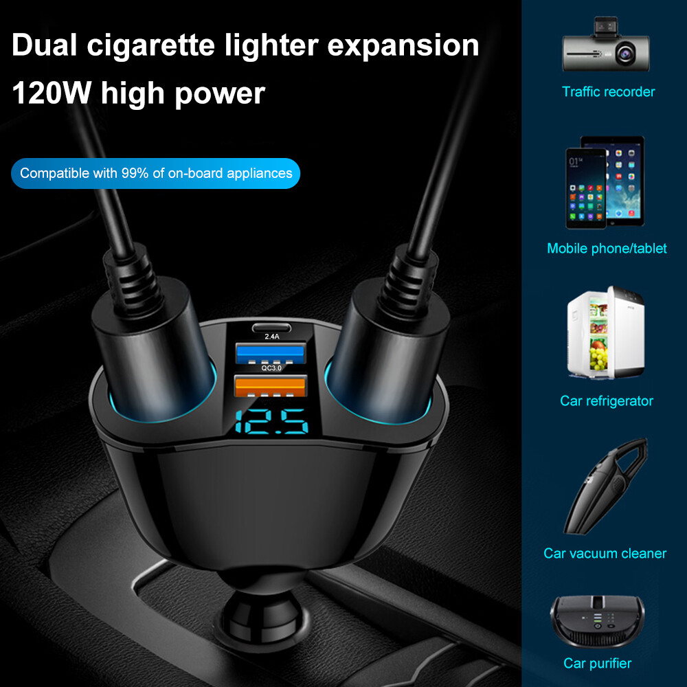 Dual USB Car Cigarette Lighter Socket Splitter Power Adapter Charger Outlet 12V